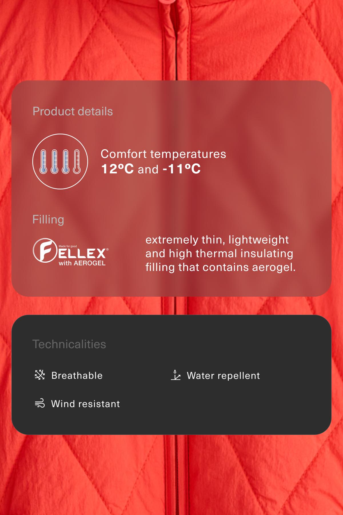 Water-repellent FELLEX® AEROGEL padded jacket — BRIGHT ORANGE