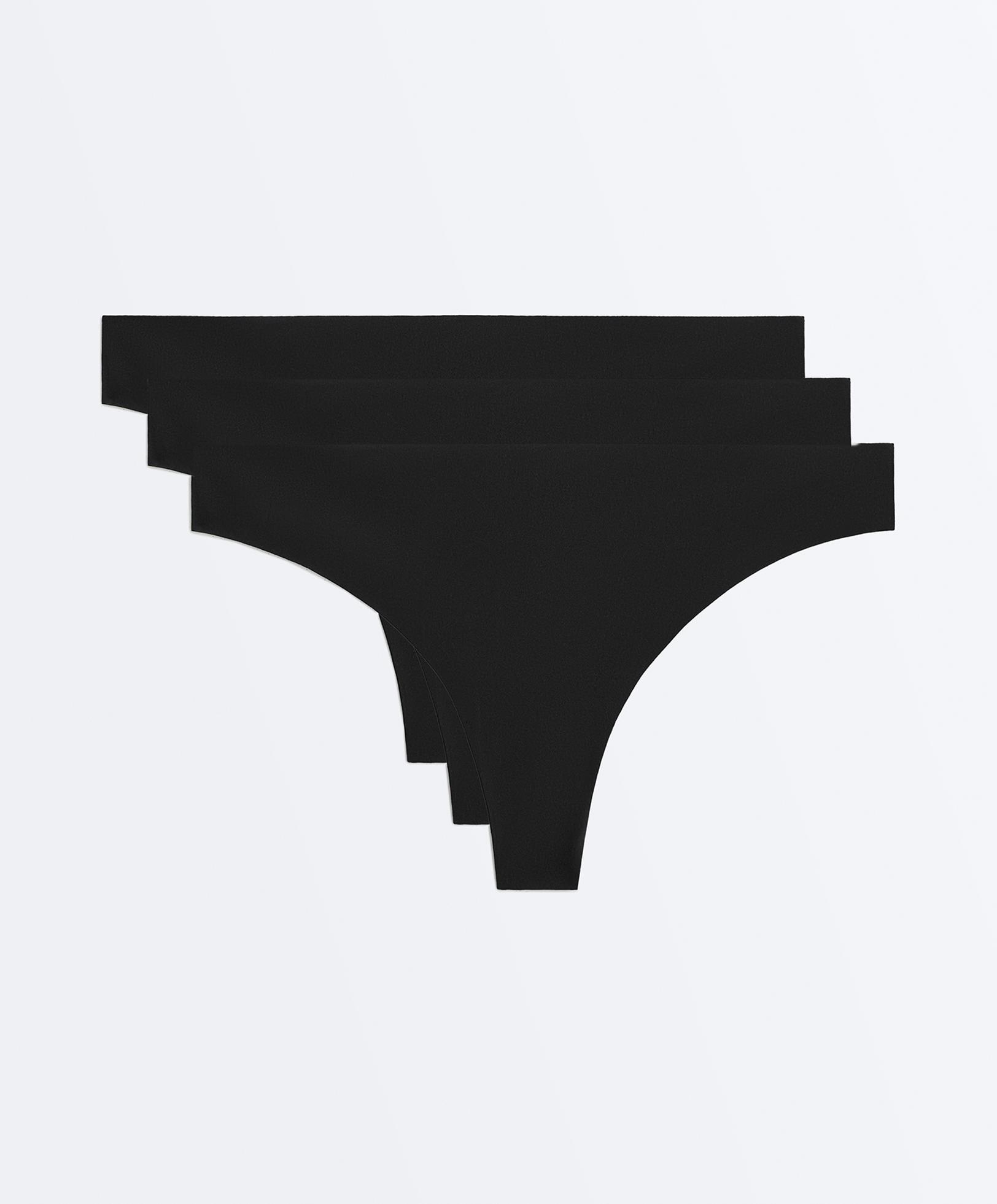 3 polyamide blend invisible thongs — BLACK
