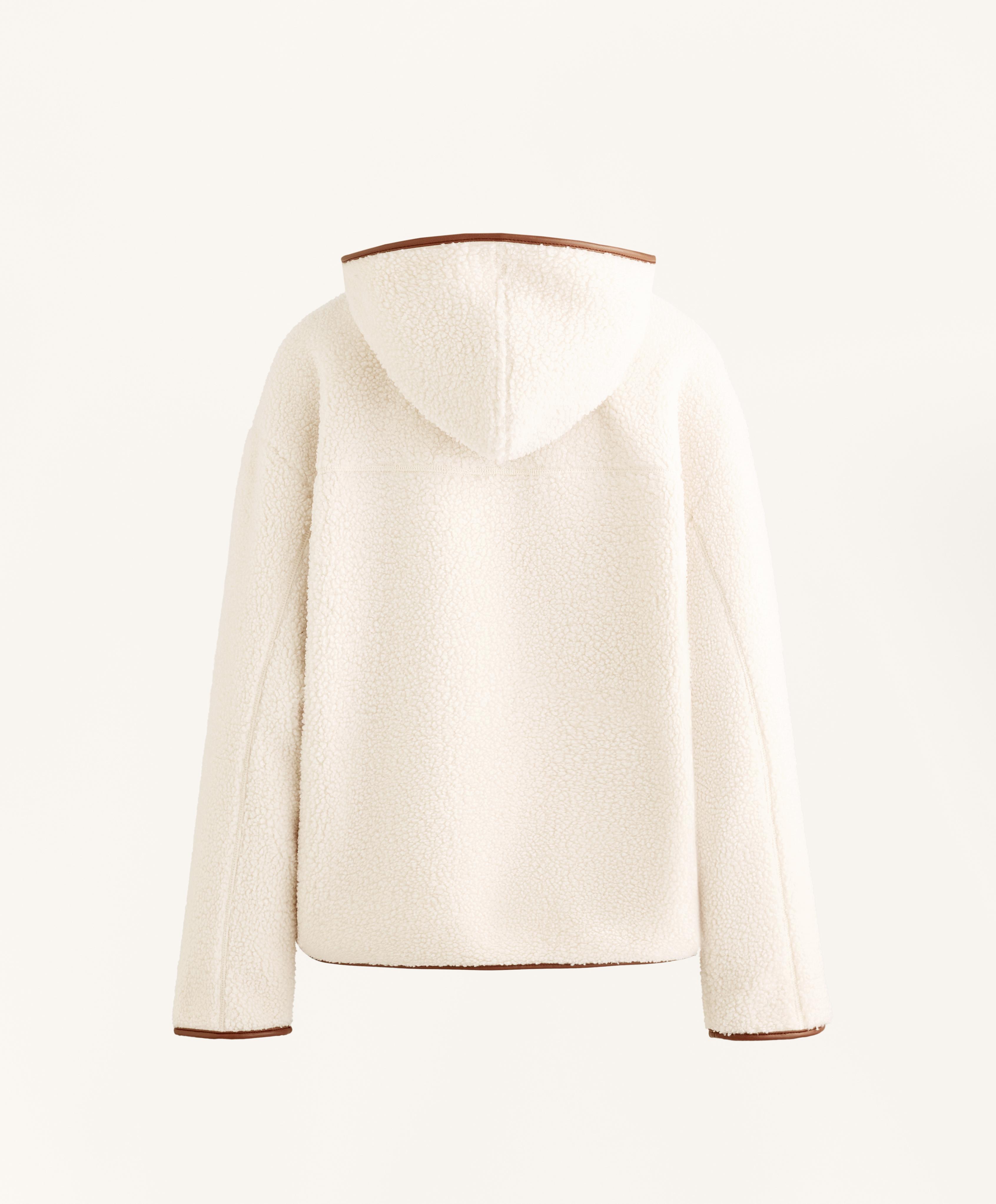 Faux-shearling jacket with hood — ECRU