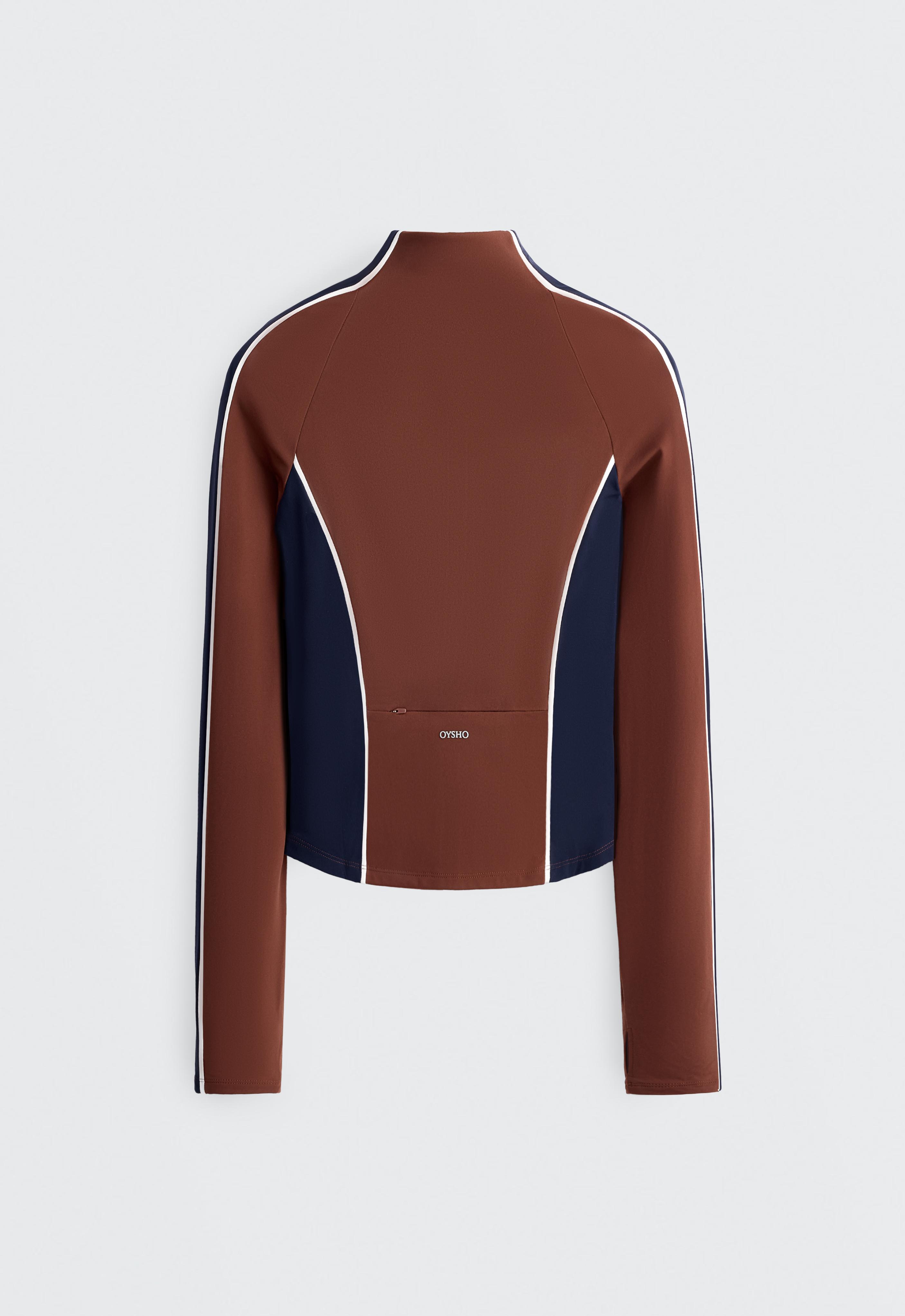 Light warm colour-block technical jacket — TERRACOTTA