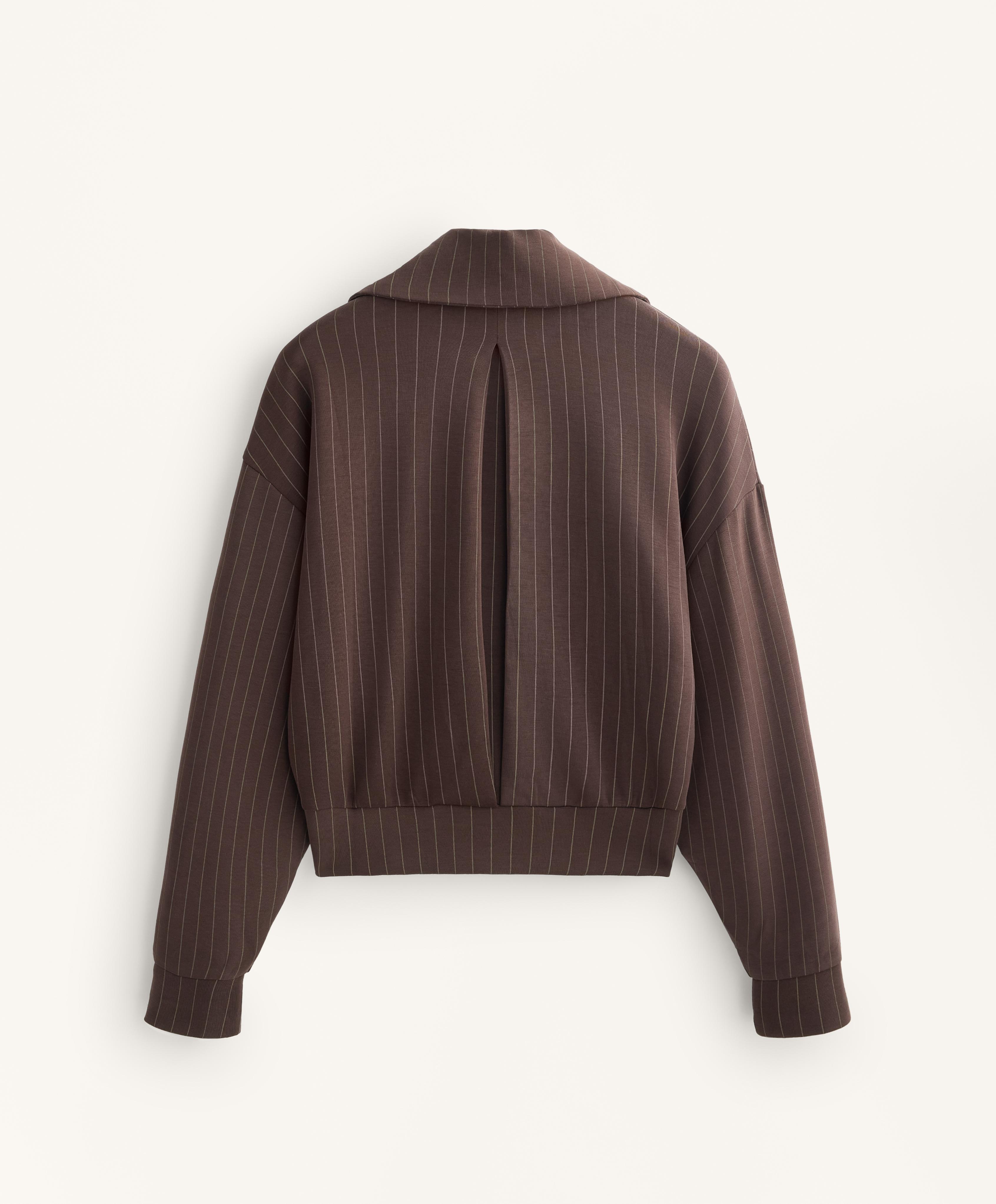 Boxy striped jacket with back pleat and soft-touch modal