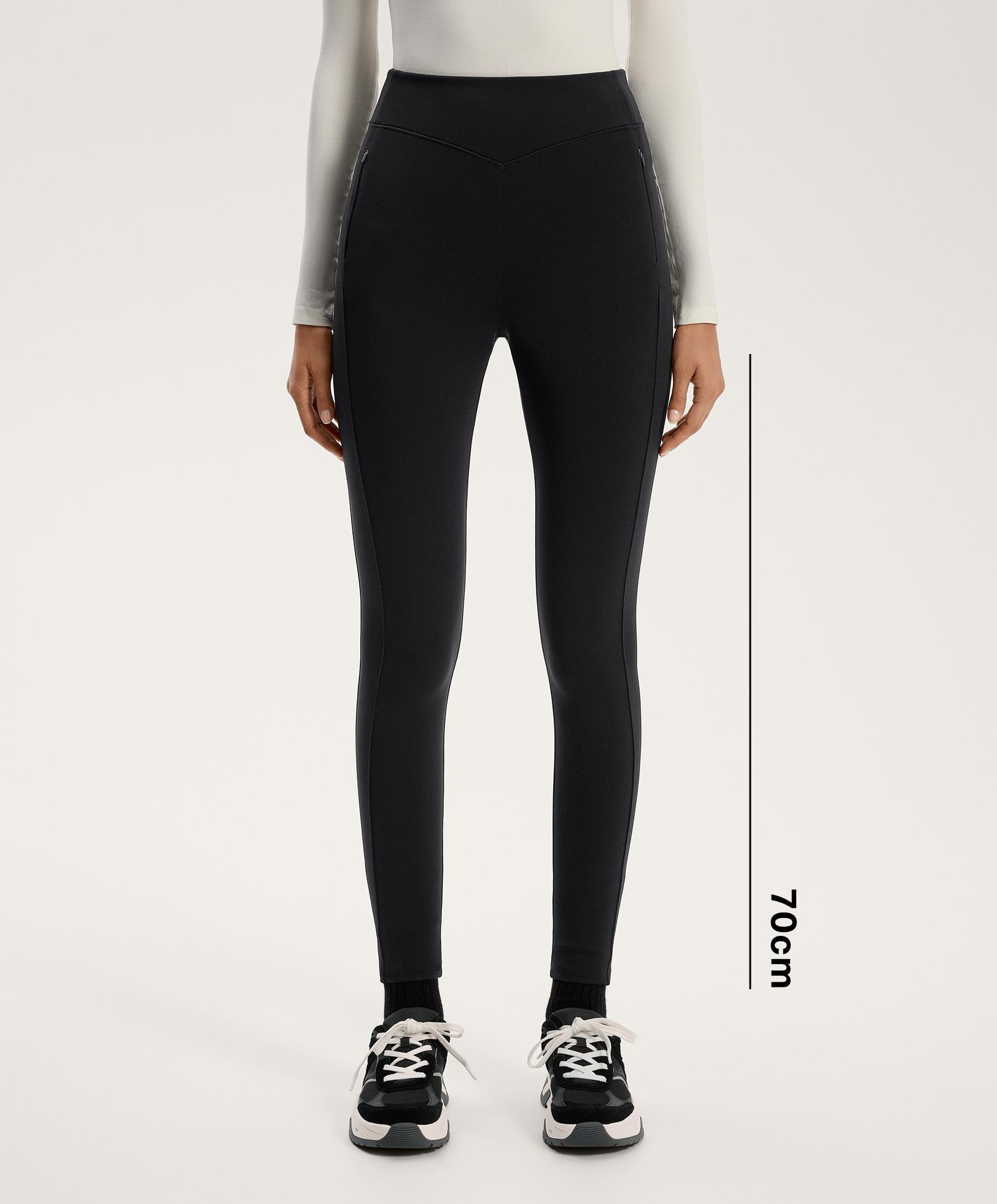Warm high-rise ankle-length leggings with pockets 70 cm — BLACK