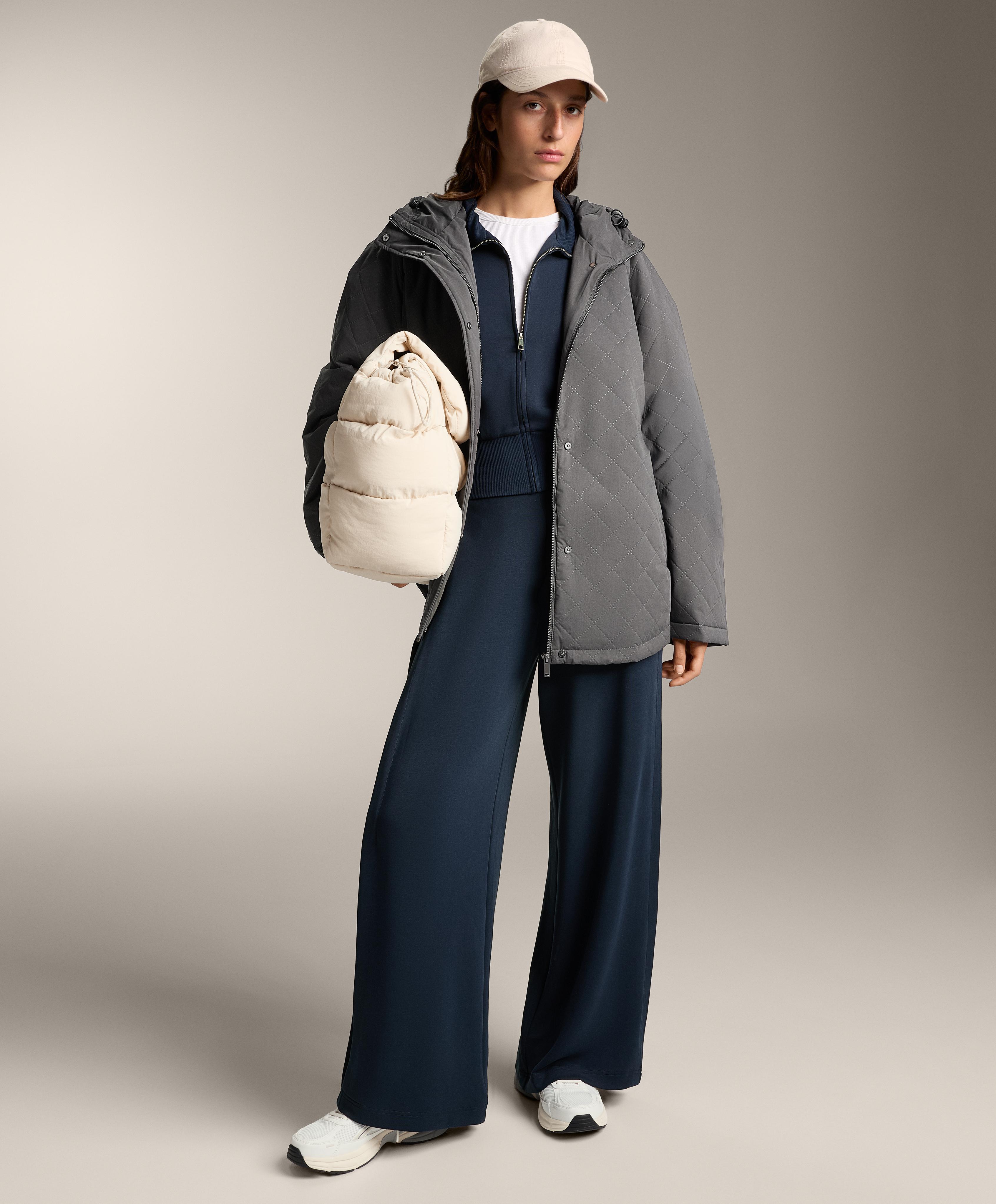 Cocoon trousers with modal side pleat — NAVY BLUE
