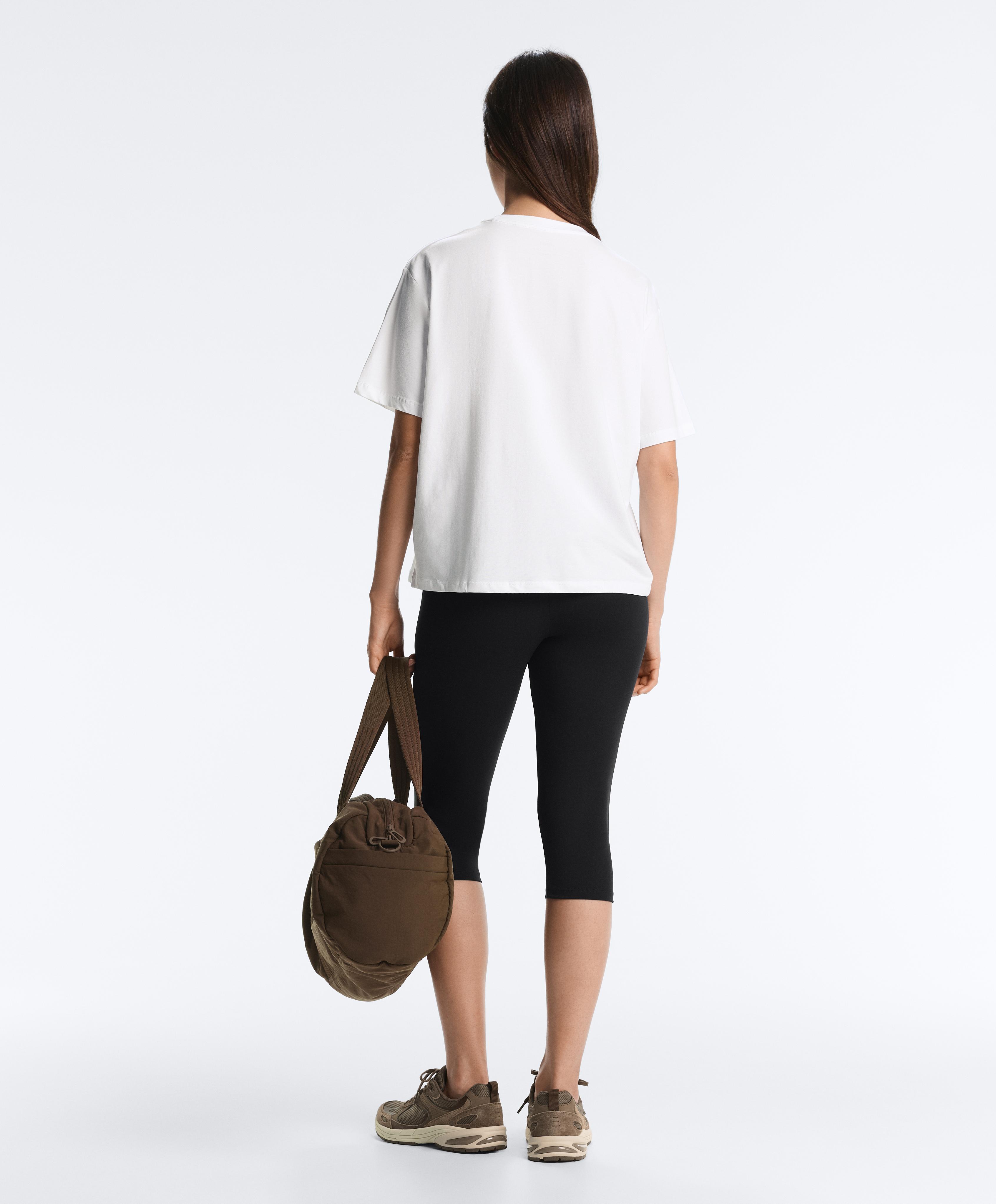 Boxy short-sleeved cotton blend T-shirt — WHITE