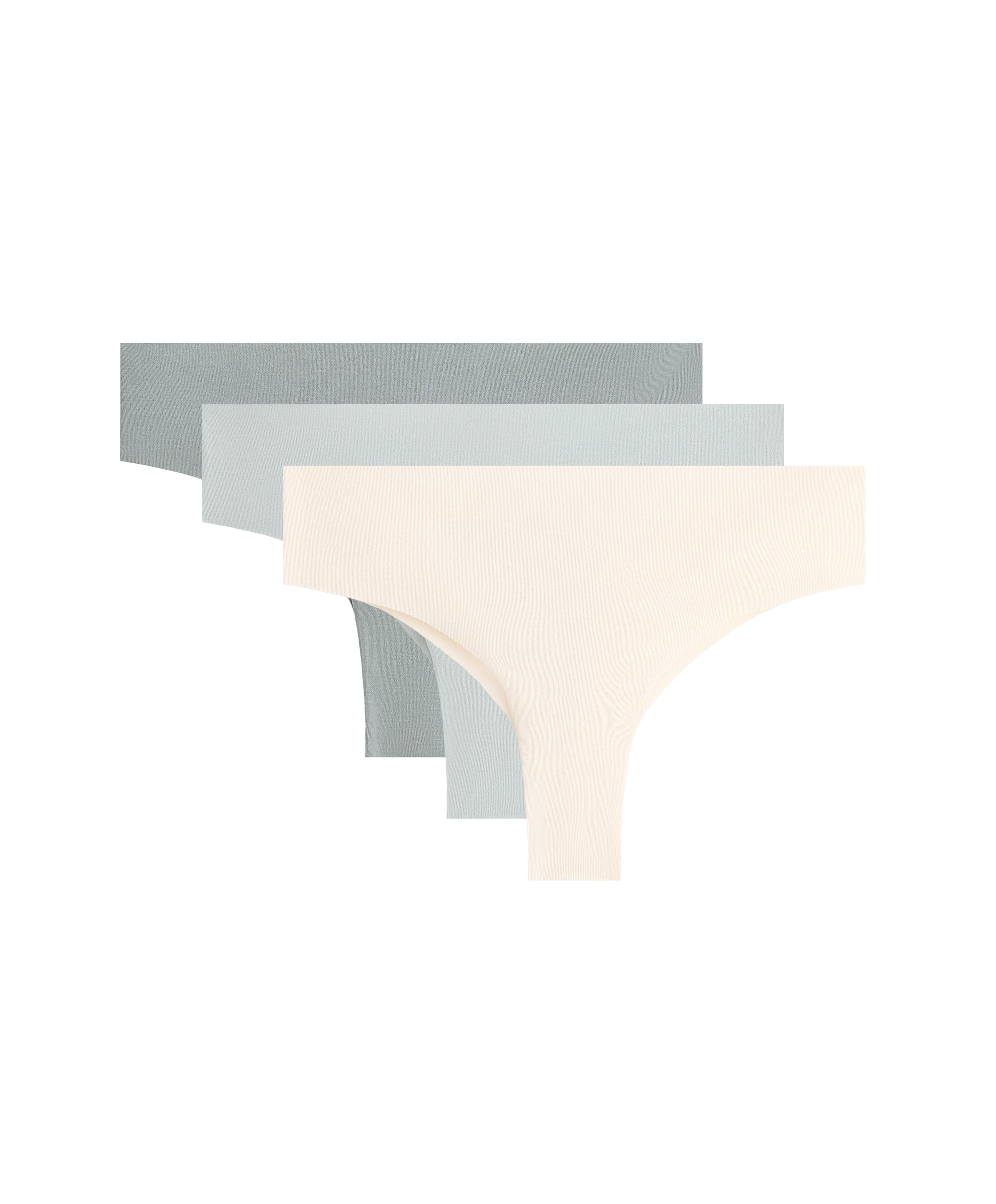 3 invisible cotton blend Brazilian briefs — BLUE GREEN