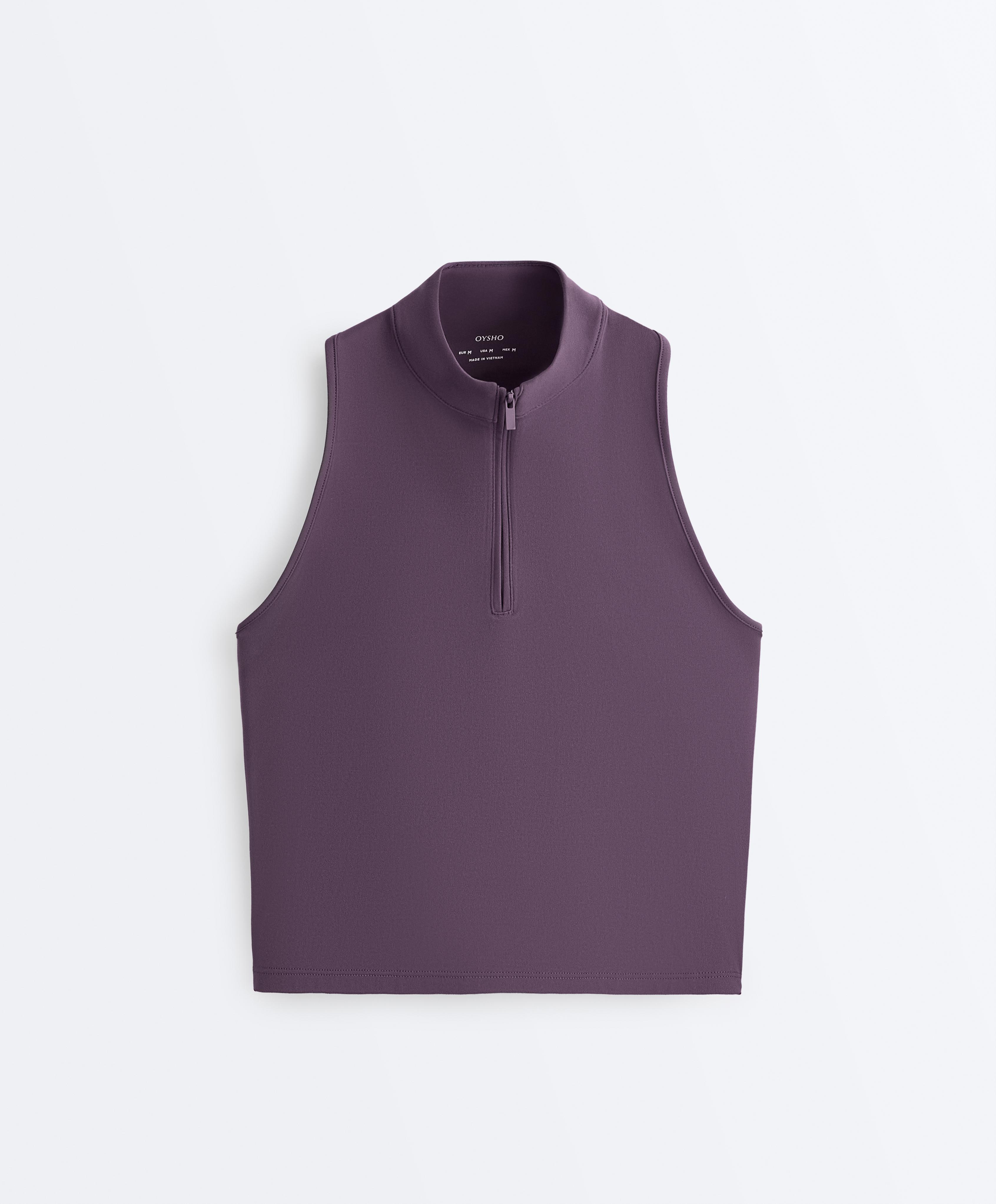 Half-zip sleeveless top — WASHED PURPLE