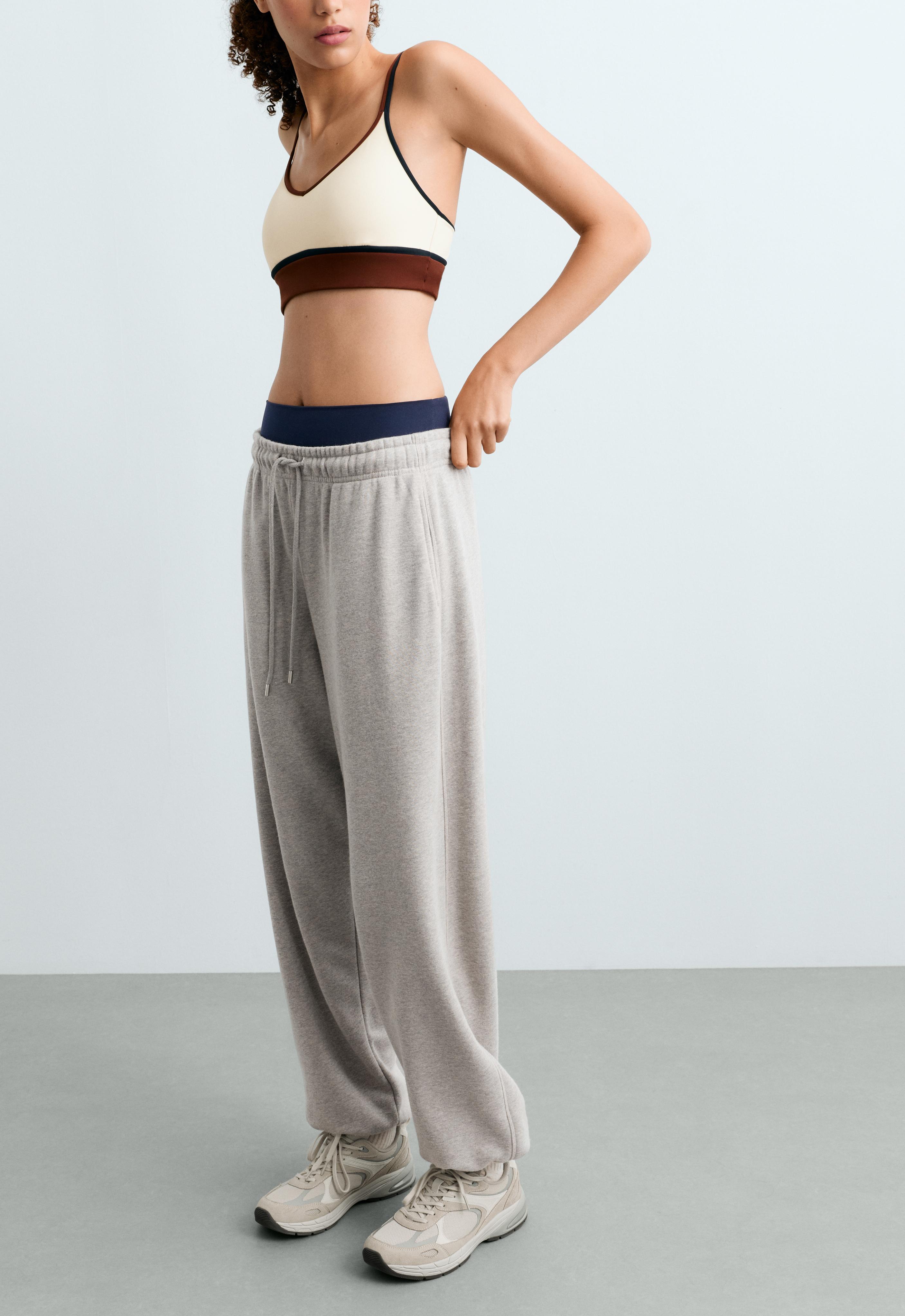 Adjustable straight-leg marl fleece trousers