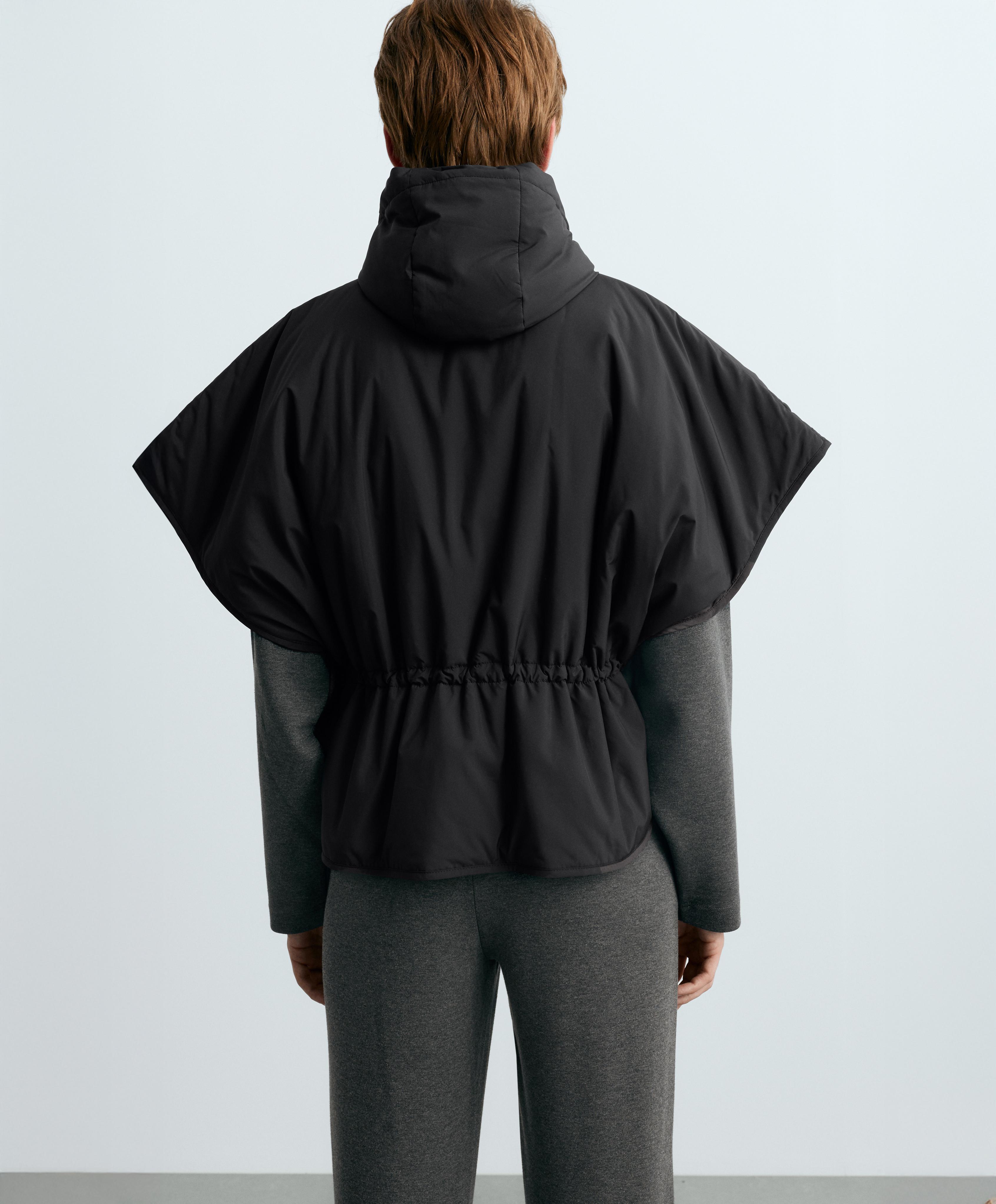 Cape-style padded gilet — BLACK