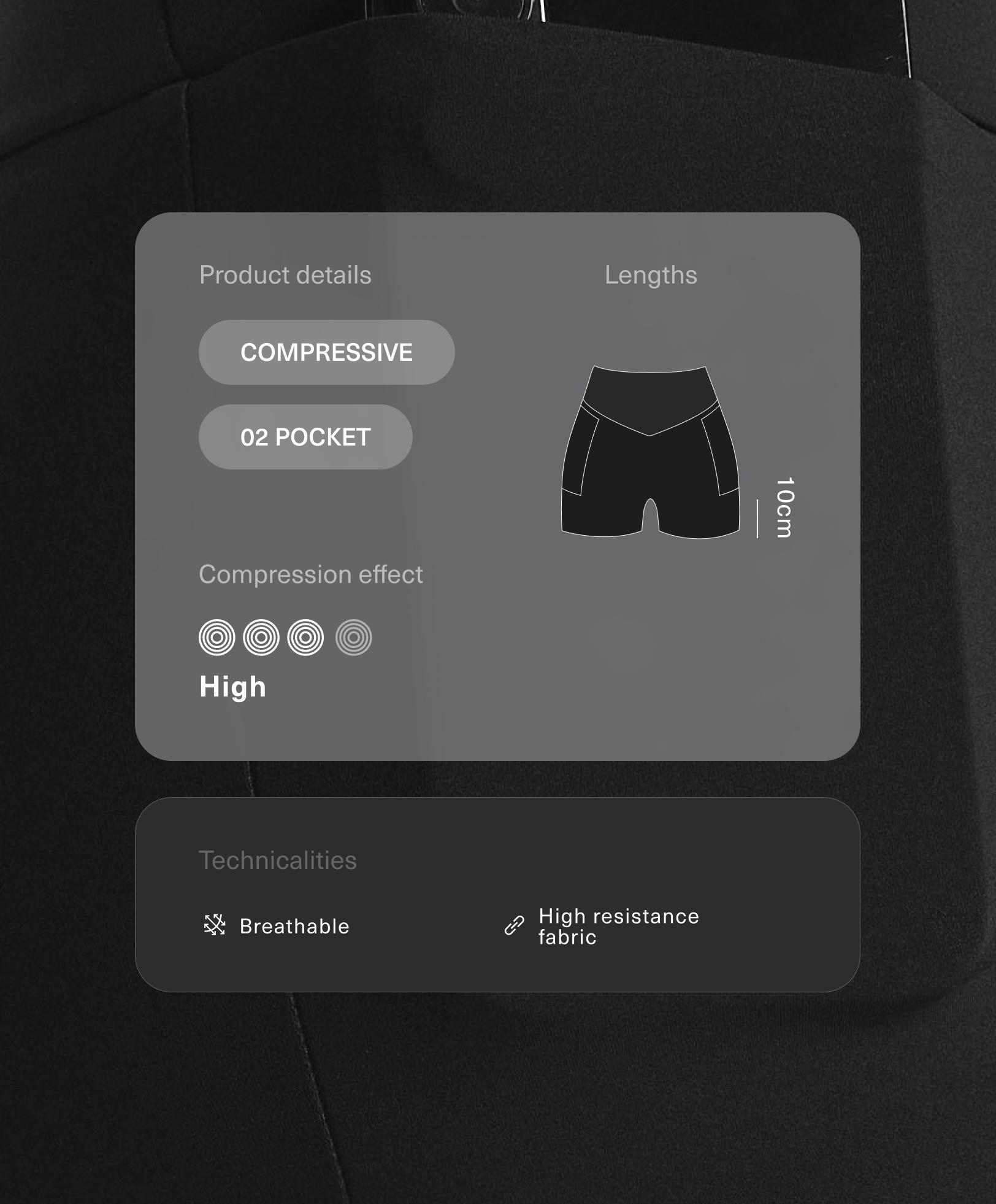 High-rise compressive pocket 10 cm hot pants