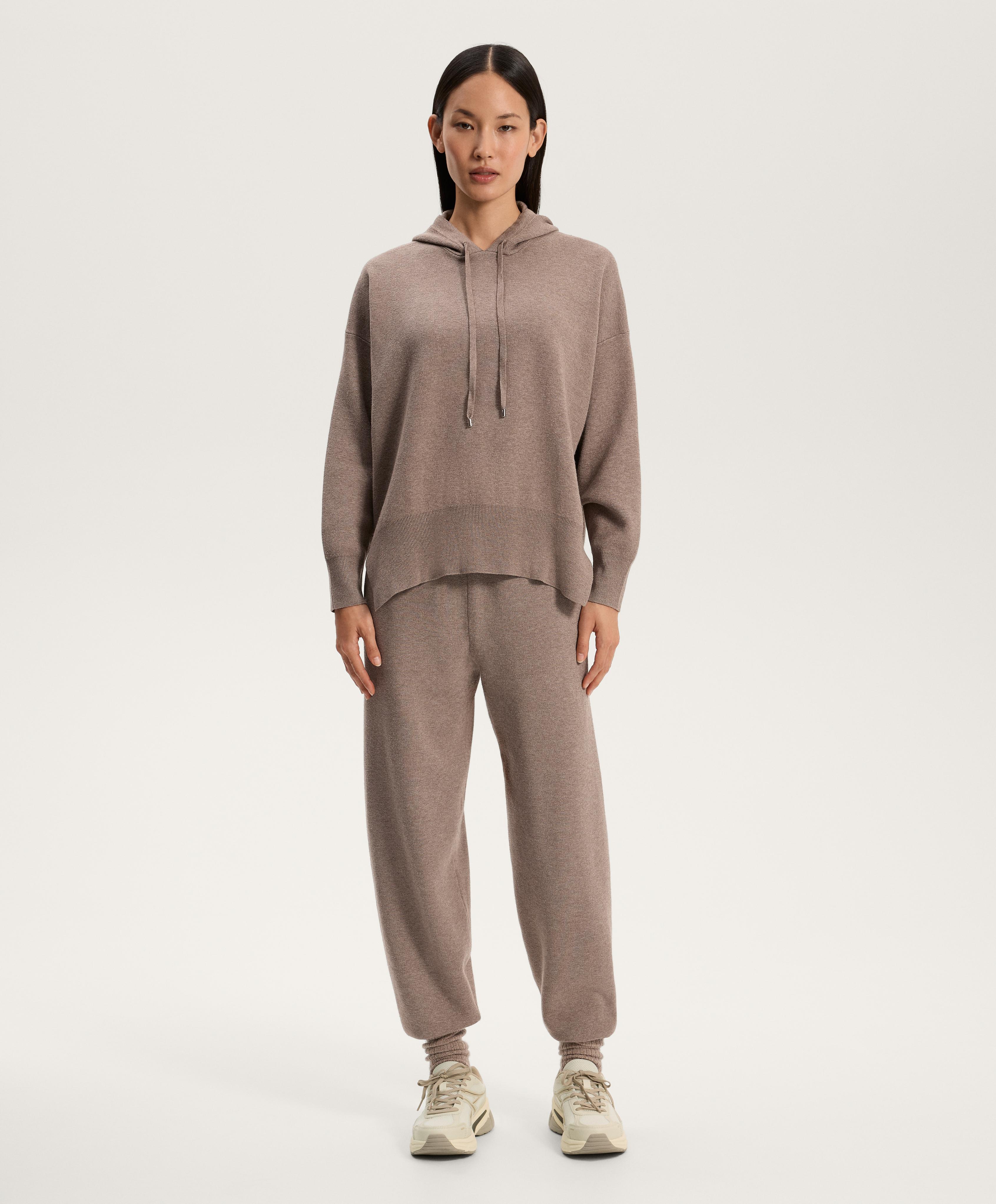 Long knit hooded jumper