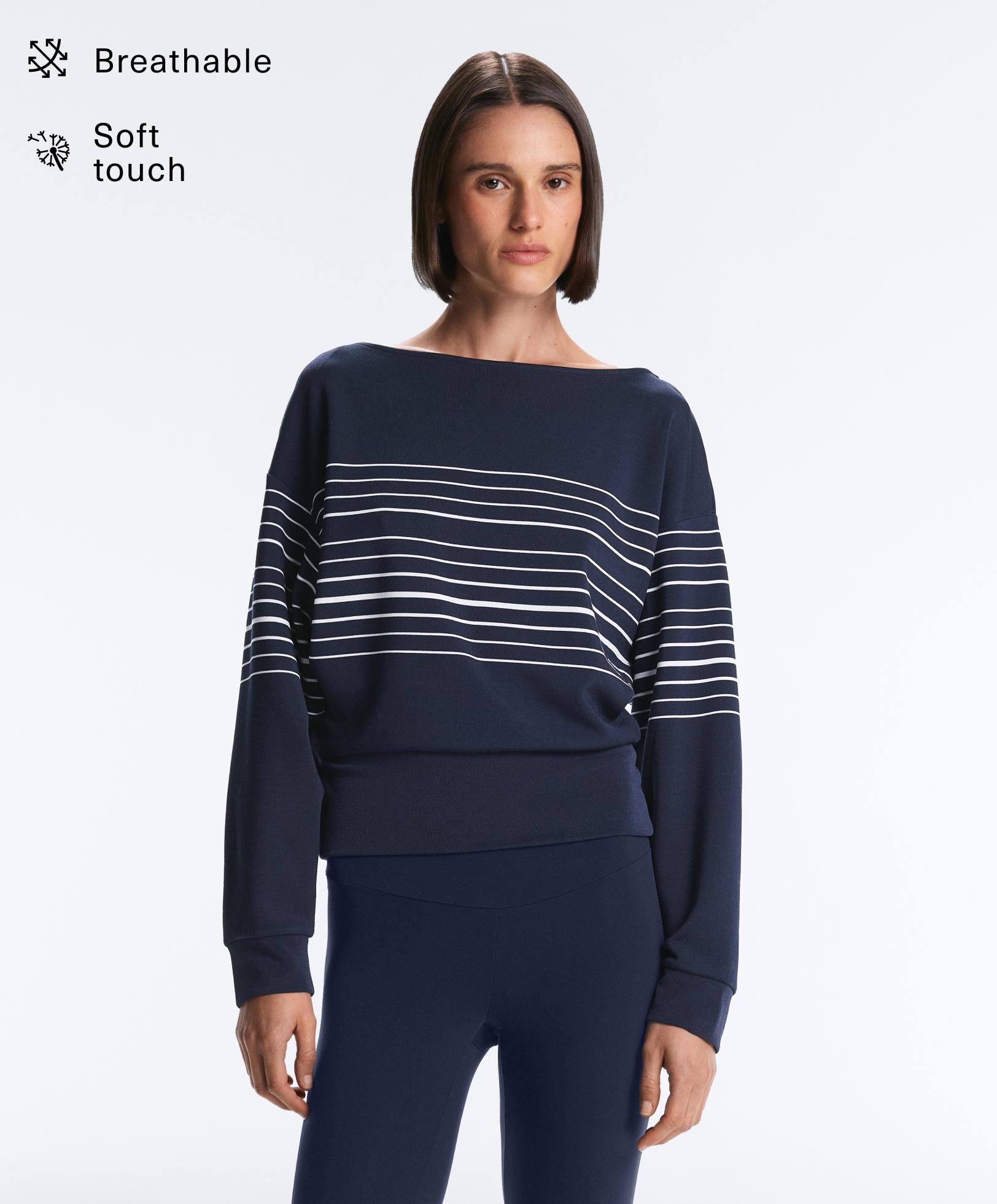 Sweat rayé marin avec modal toucher doux Sweat rayé marin avec modal toucher doux