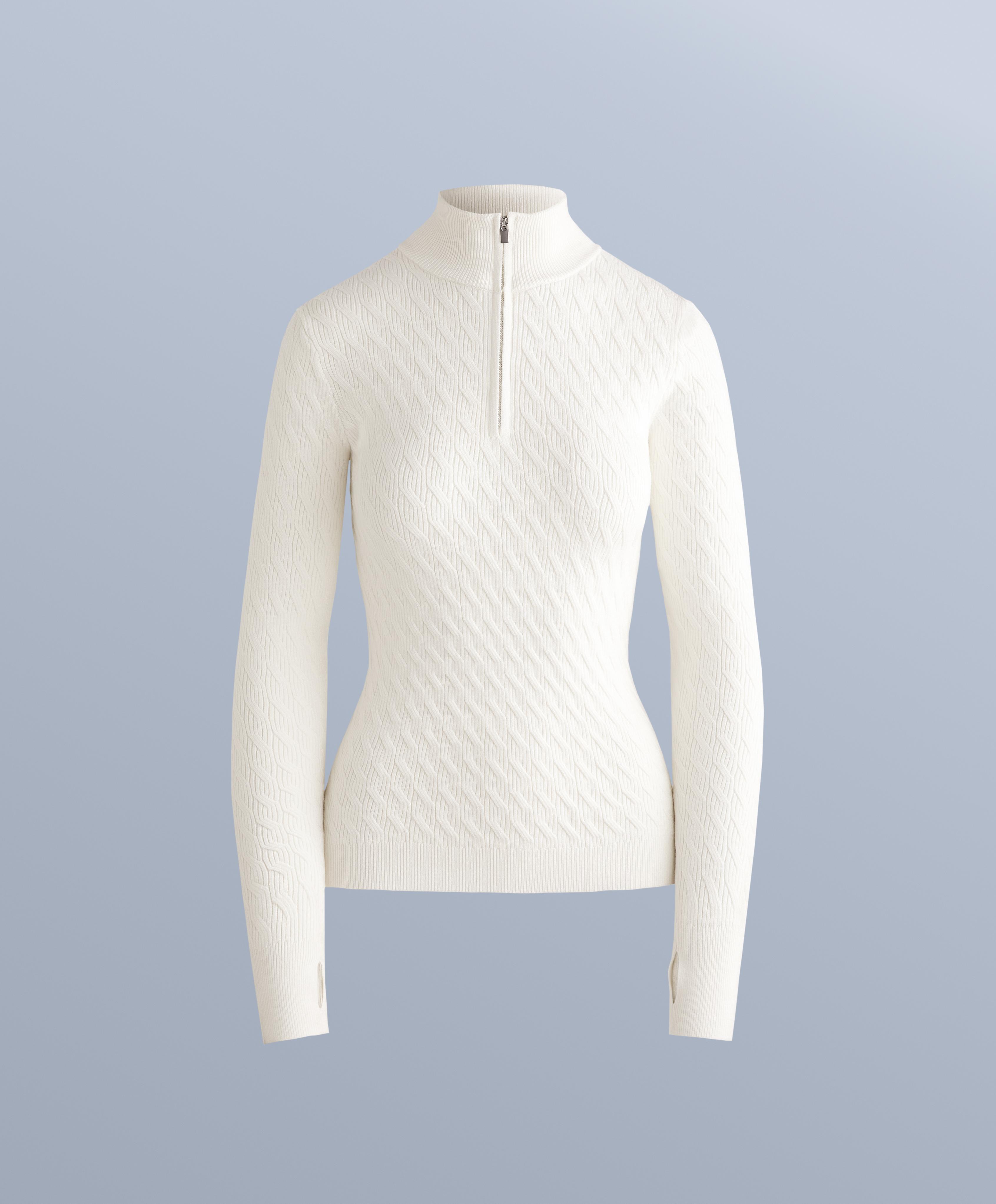 Jacquard knit thermal base layer T-shirt — WHITE 