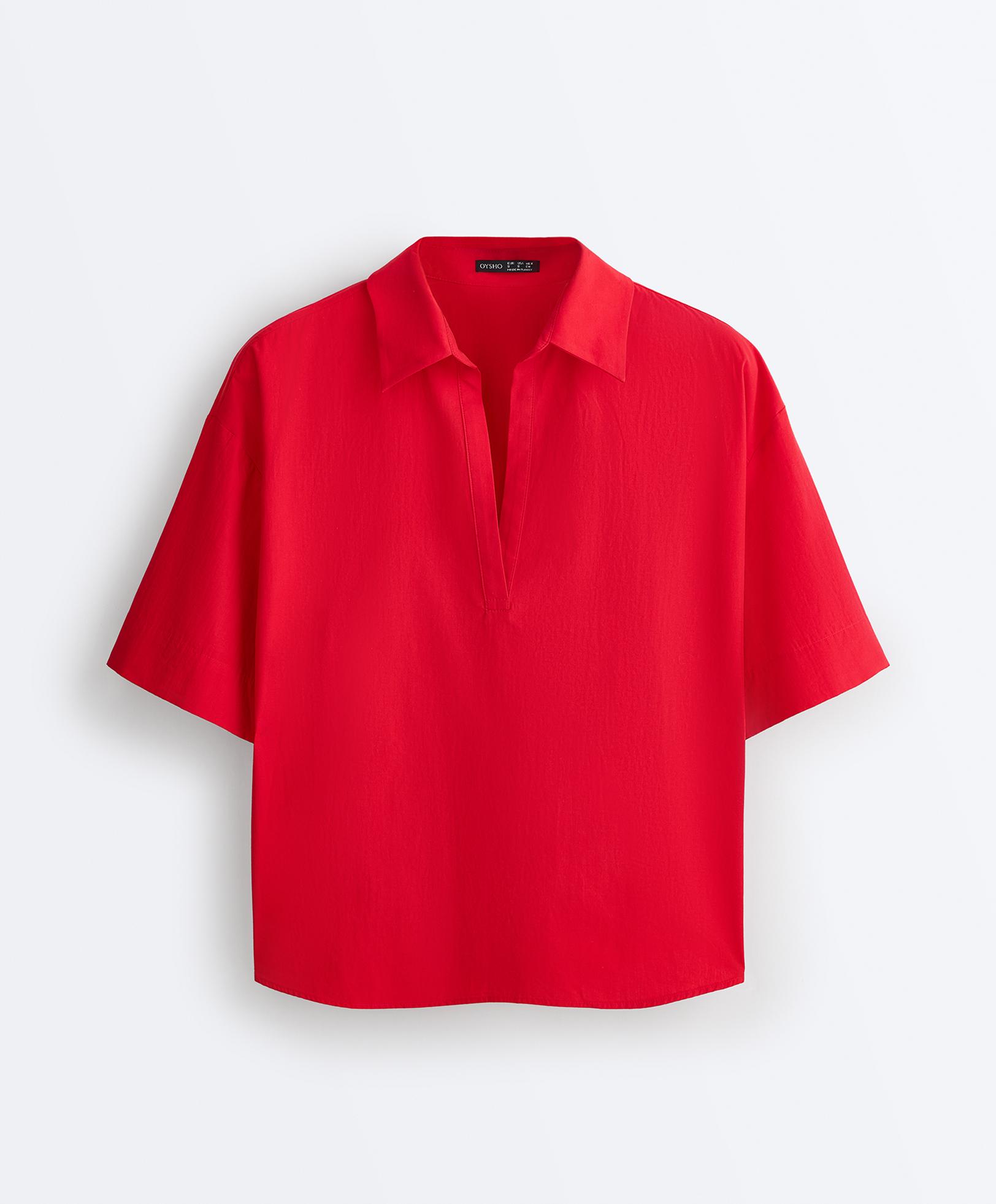 100% cotton poplin polo shirt — BRIGHT RED