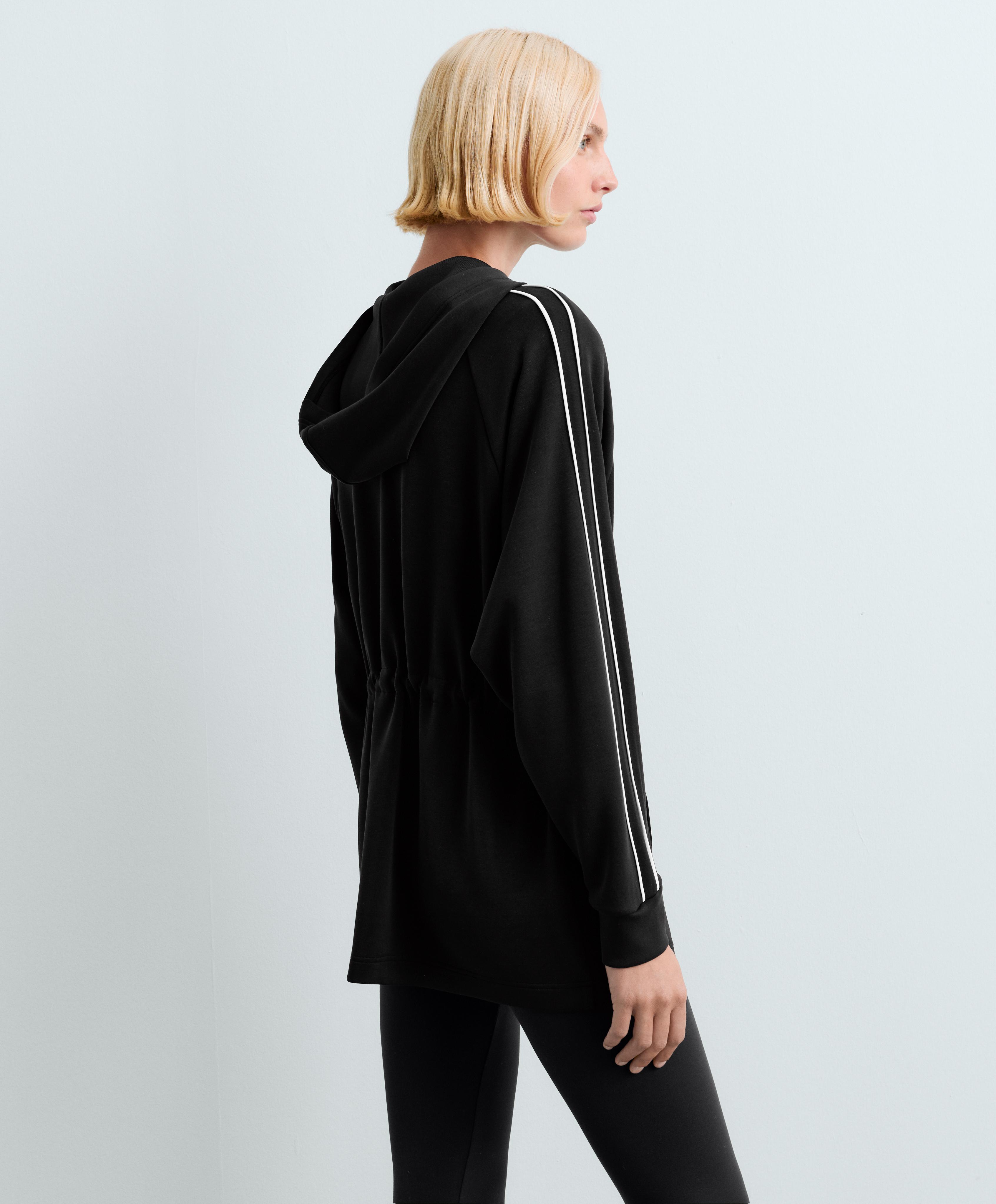 Long modal hooded jacket — BLACK