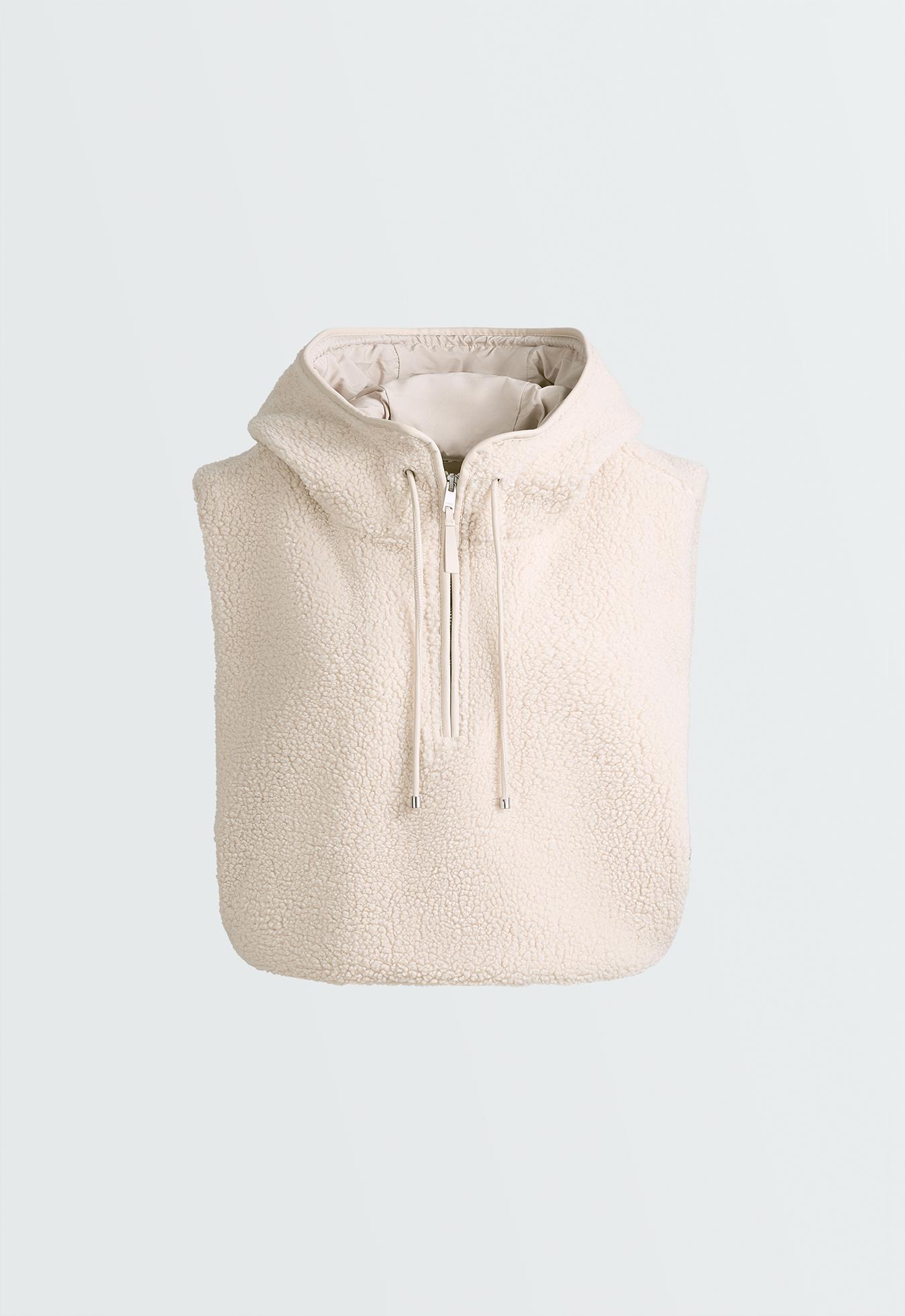 Faux-shearling hooded gilet — CREAM