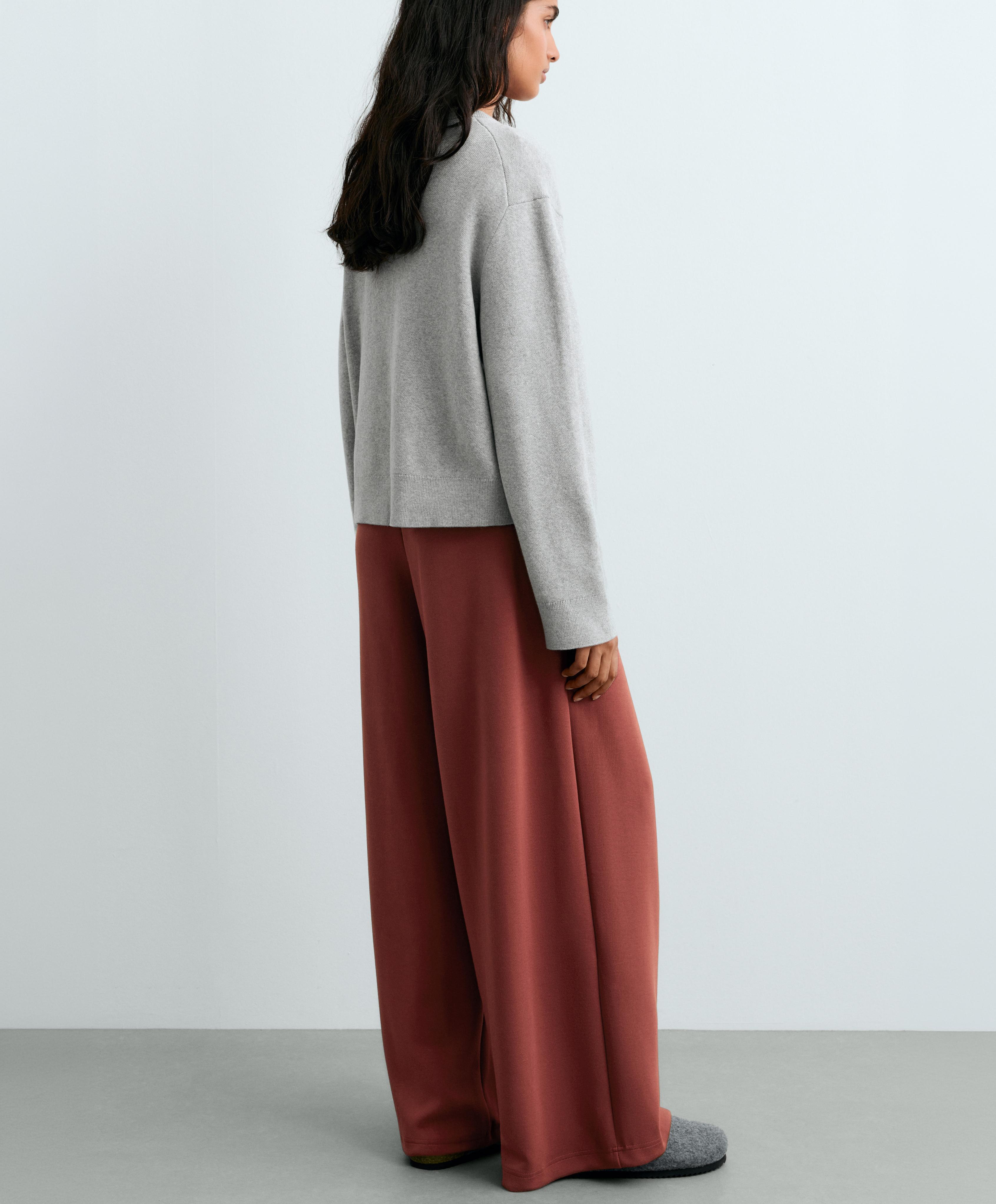Pleated wide-leg trousers — DARK BRICK