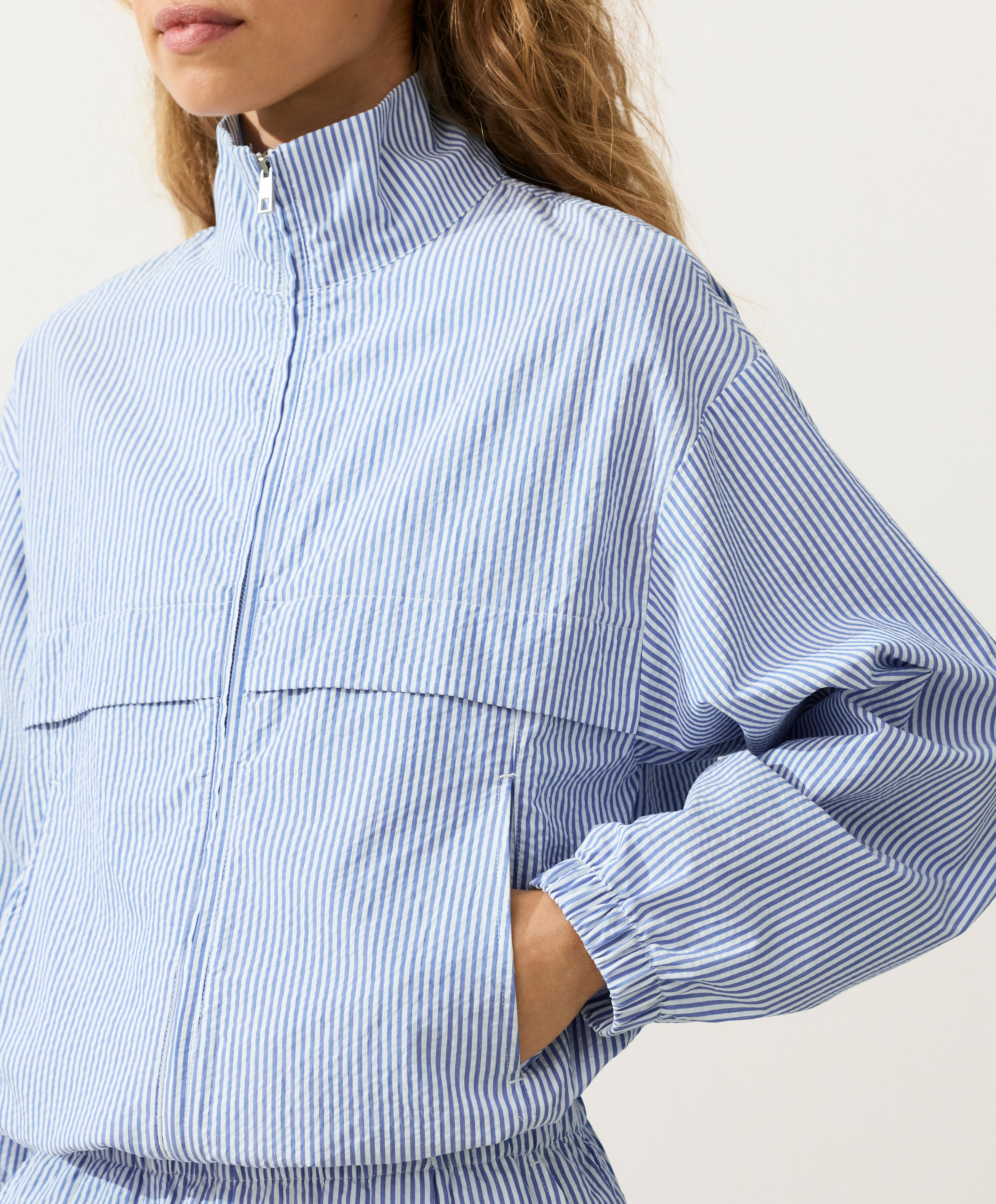Cotton blend striped Track jacket — PALE BLUE