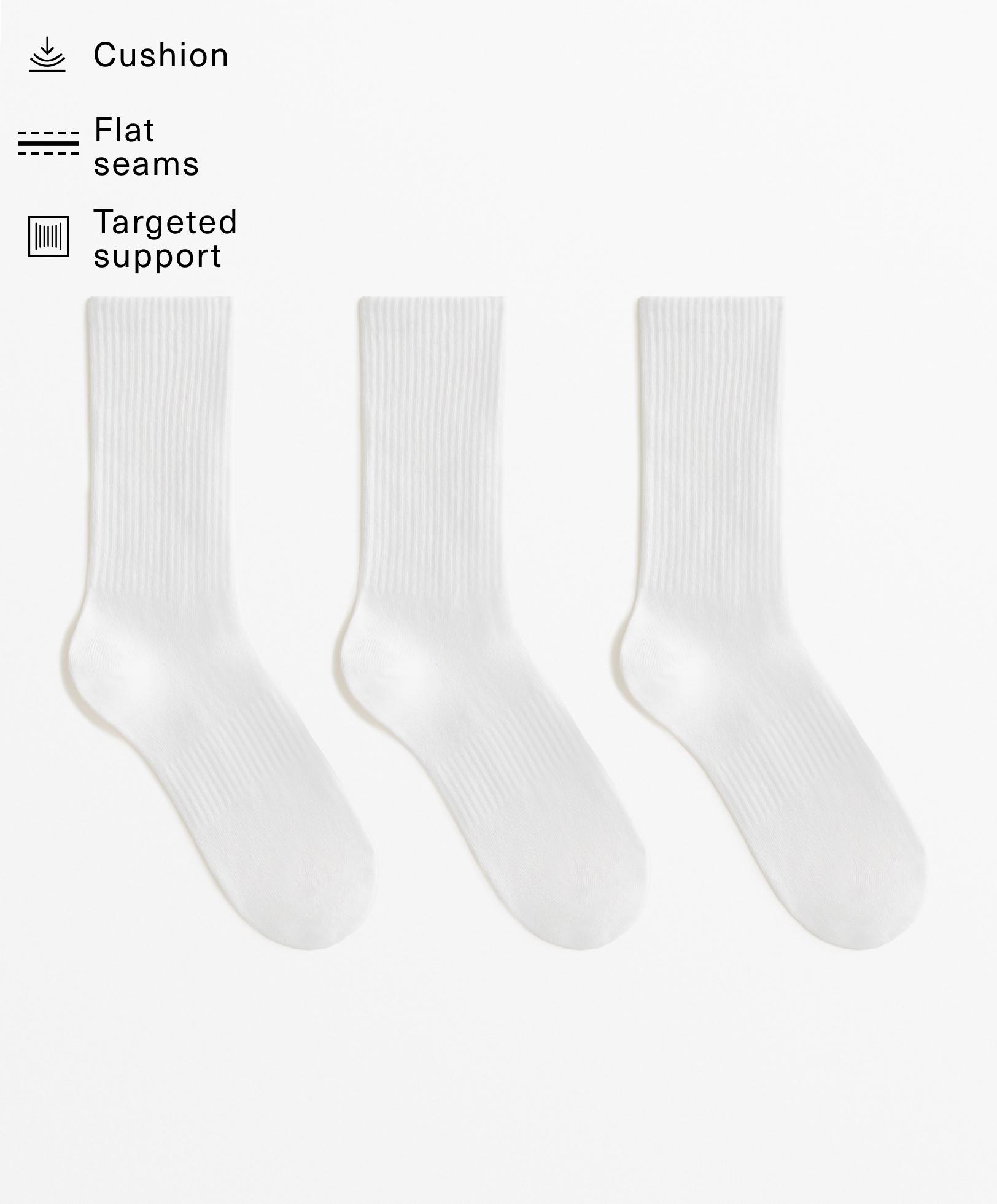 3 pairs of cotton blend classic sports socks