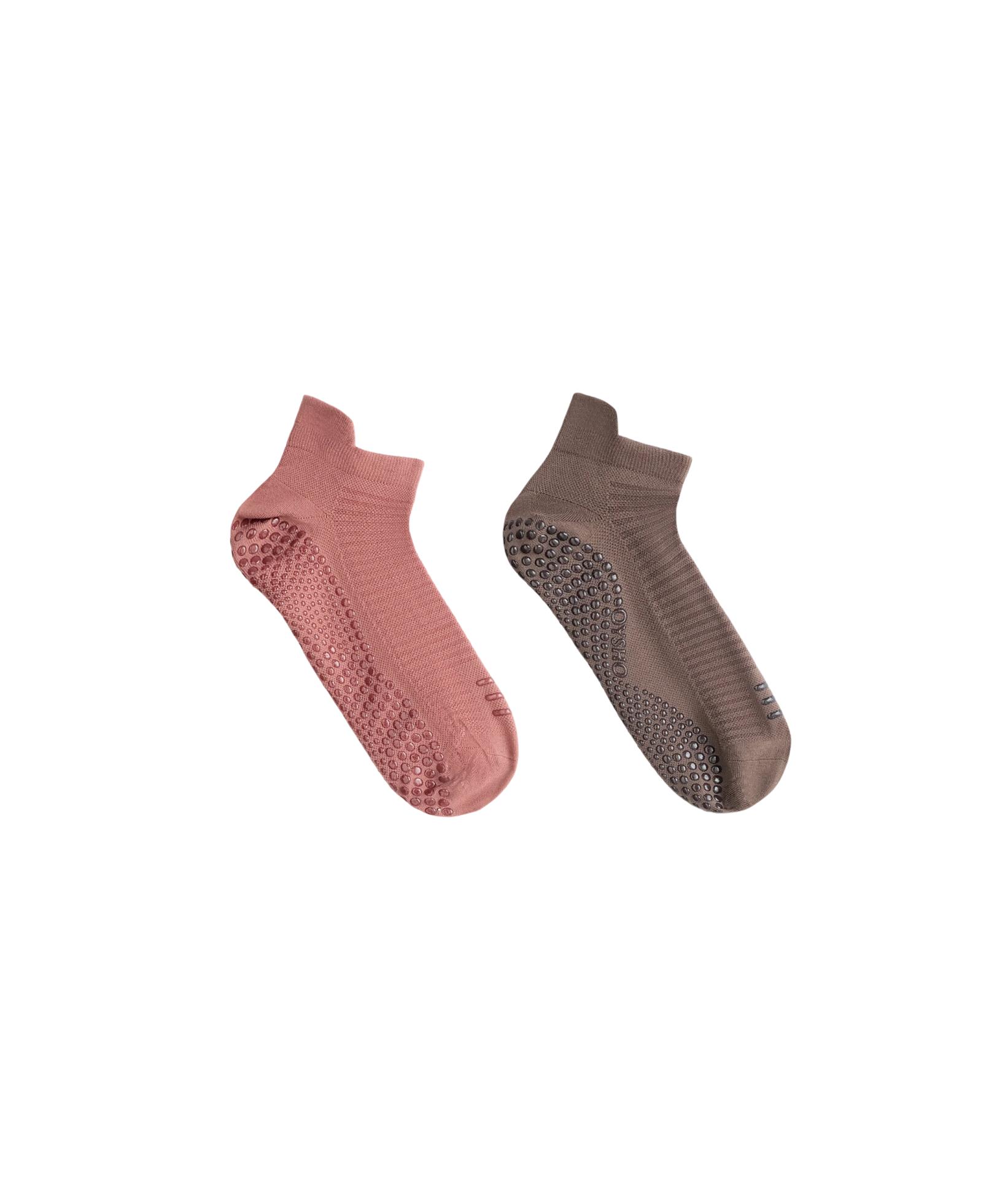 2 pairs of polyamide blend yoga and Pilates sneaker socks — BLUSH