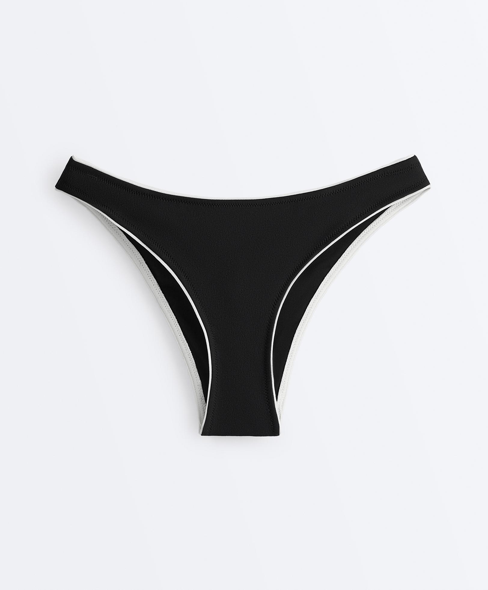 U-cut piping medium-coverage bikini briefs — BLACK
