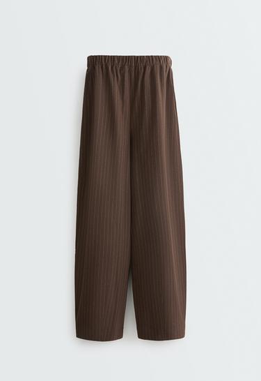 15% wool pinstripe balloon trousers — DARK BROWN 2