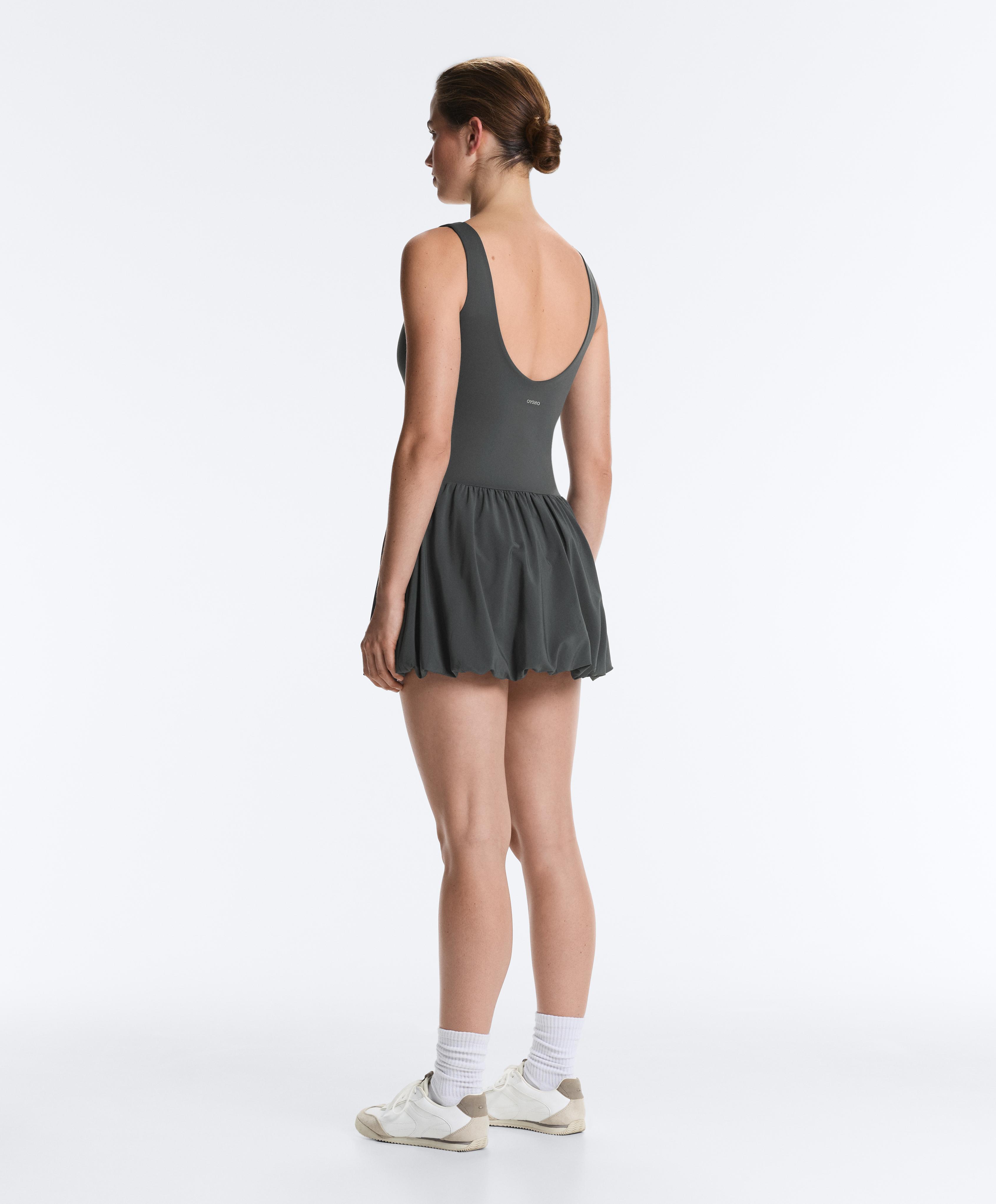 Comfortlux short balloon dress — STEEL GREY