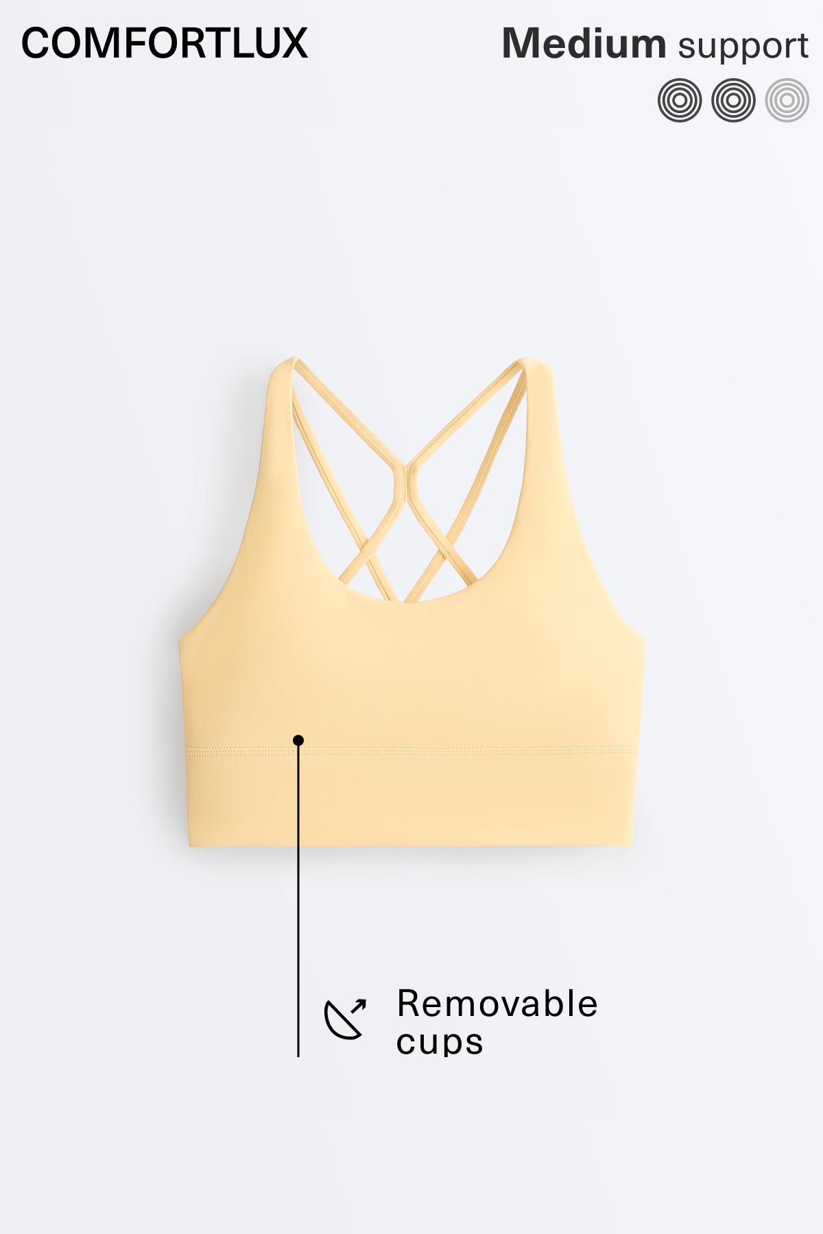 Medium-support Comfortlux sports bra with cups — PALE YELLOW