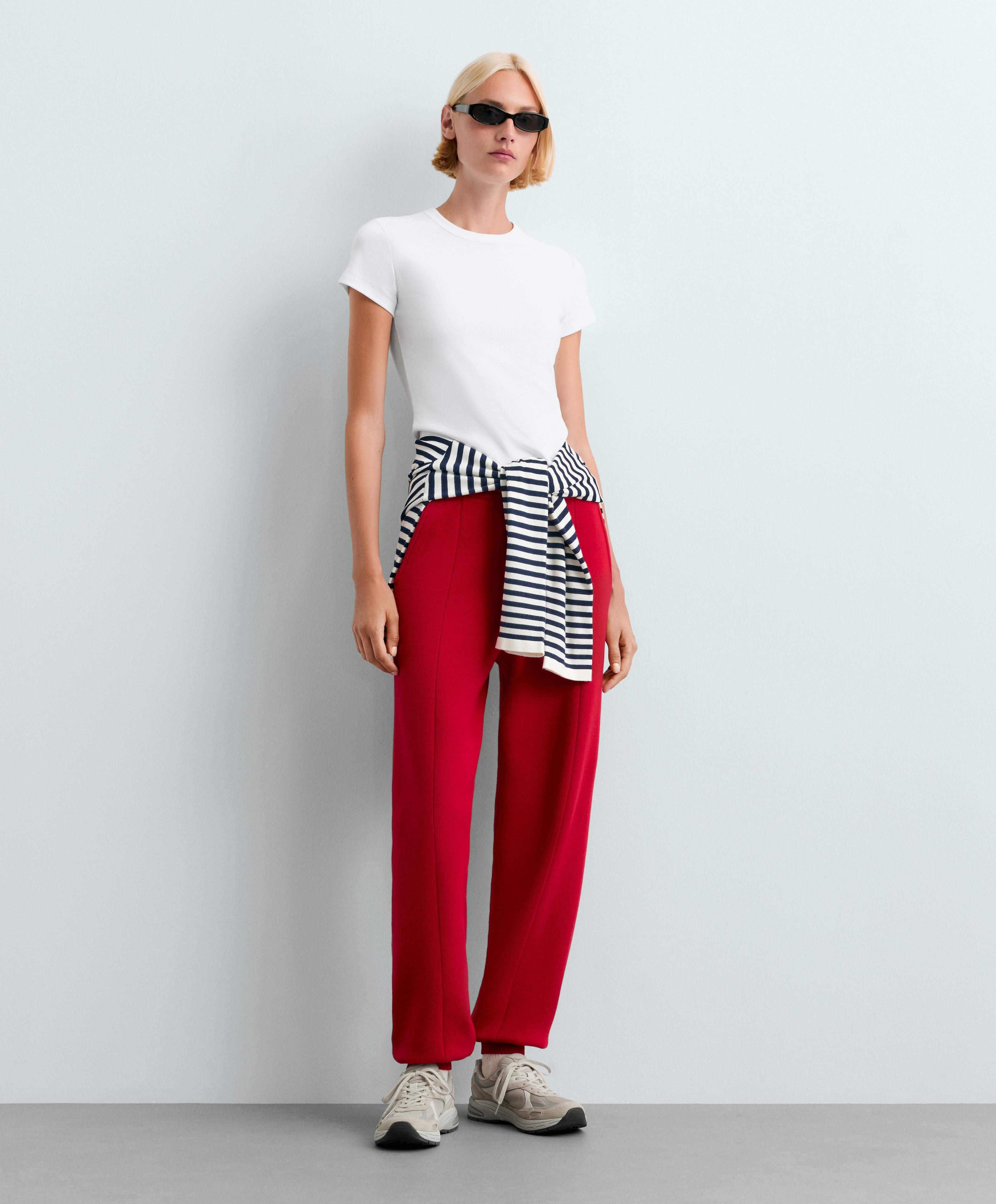 Cotton-blend knit joggers — STRAWBERRY