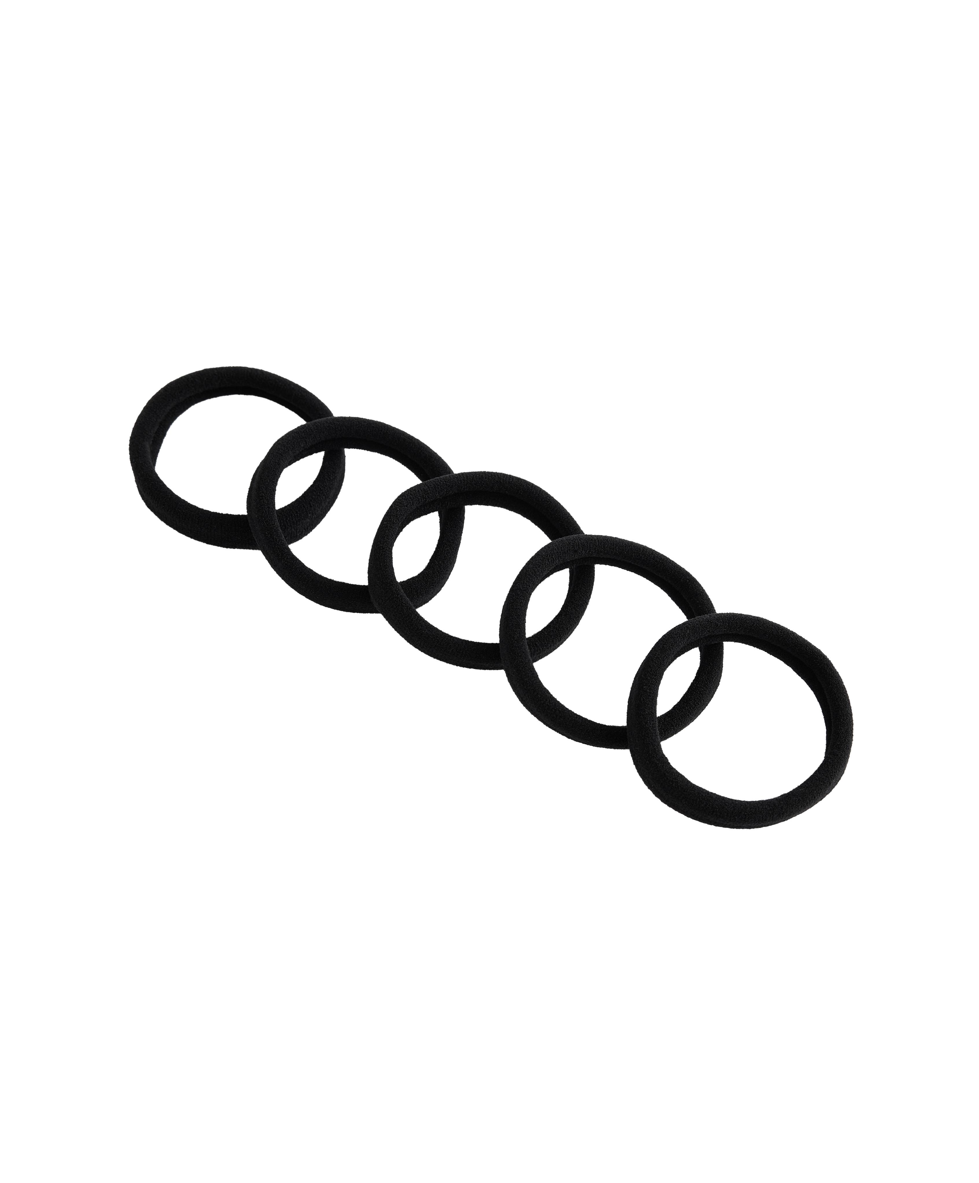 5 smooth hair ties — BLACK