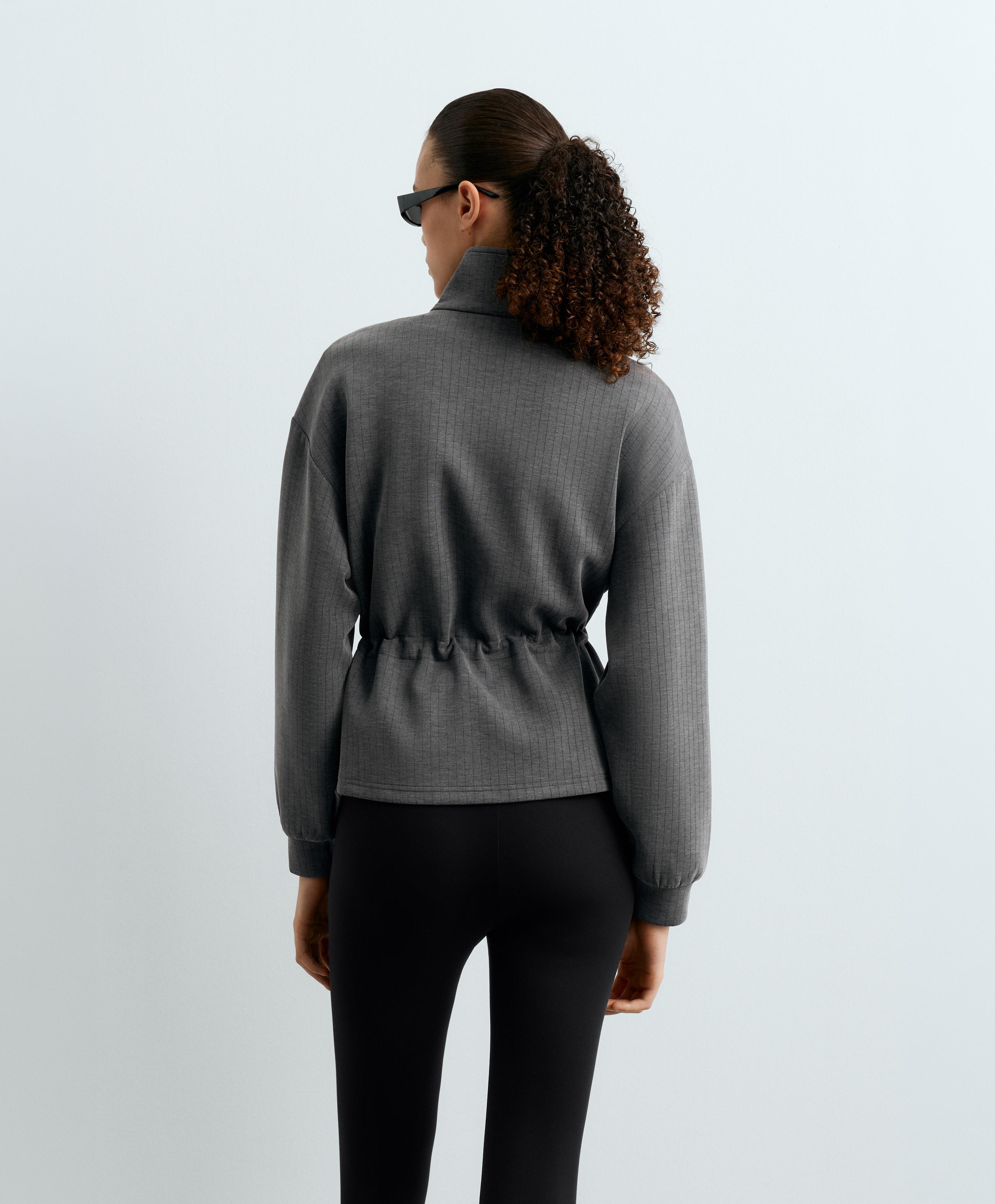 Short jacket with waist adjustment and modal — ASPHALT GREY