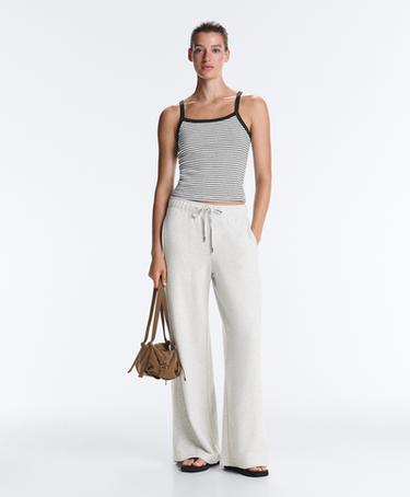 Striped cotton-blend rib vest top — WHITE  2