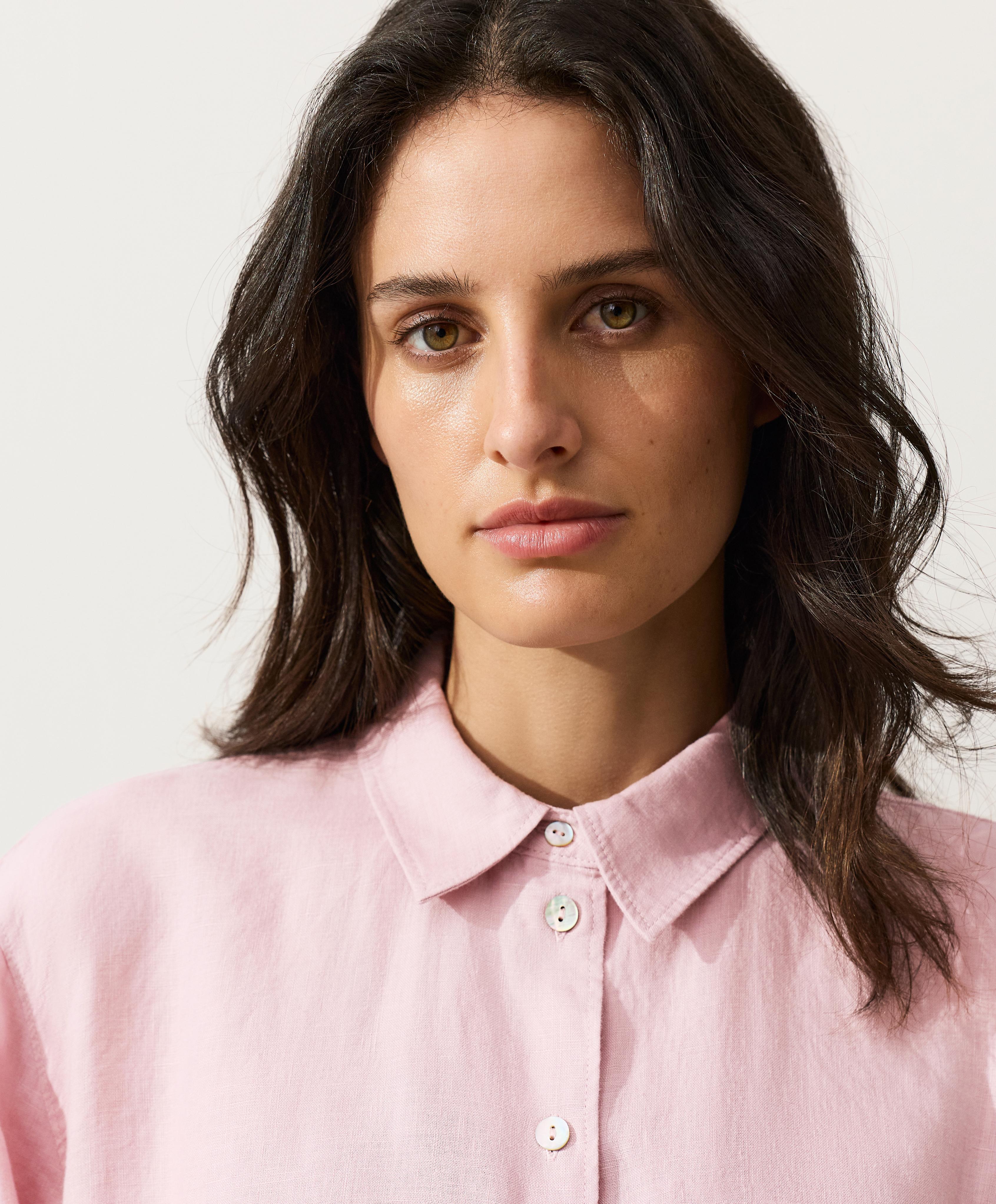 100% linen relaxed shirt — DUSTY PINK