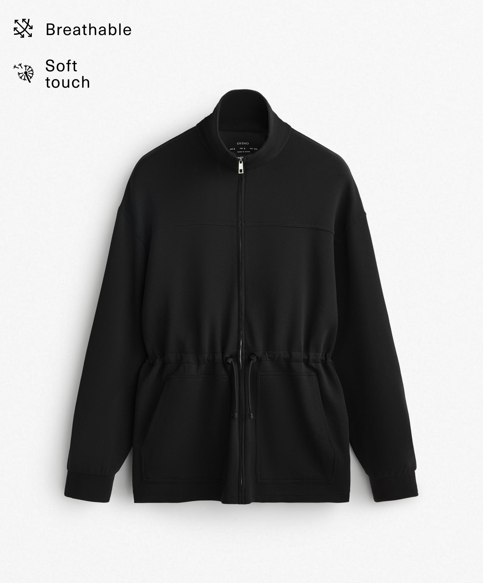 Long soft touch modal jacket with pockets