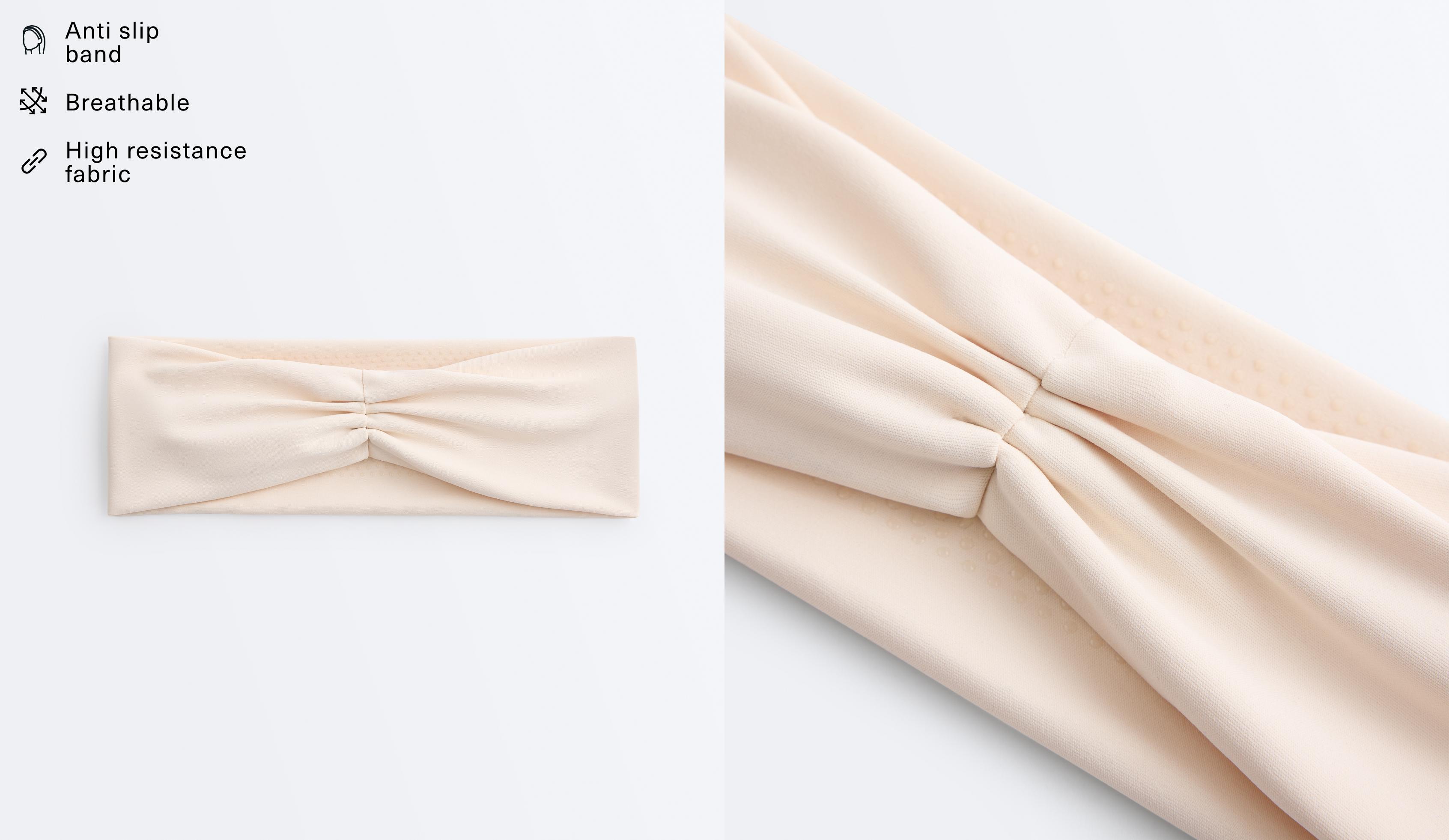 Ruched sports headband — CREAM