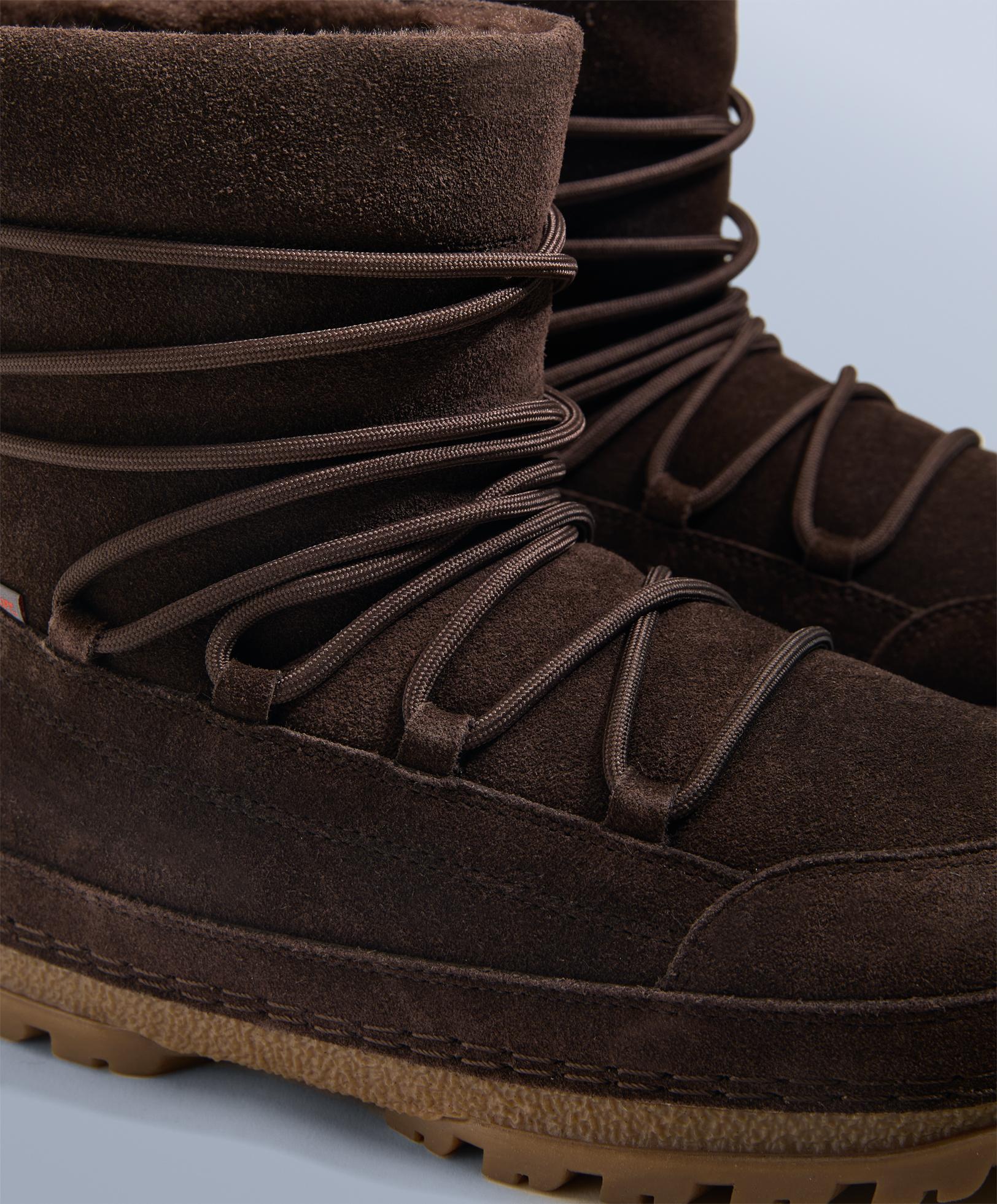 Lace-up technical split leather boots — BROWN