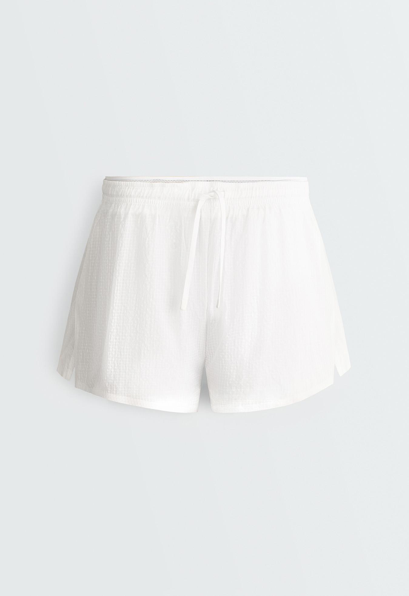 Technical 2-in-1 checked mid-rise shorts — WHITE 