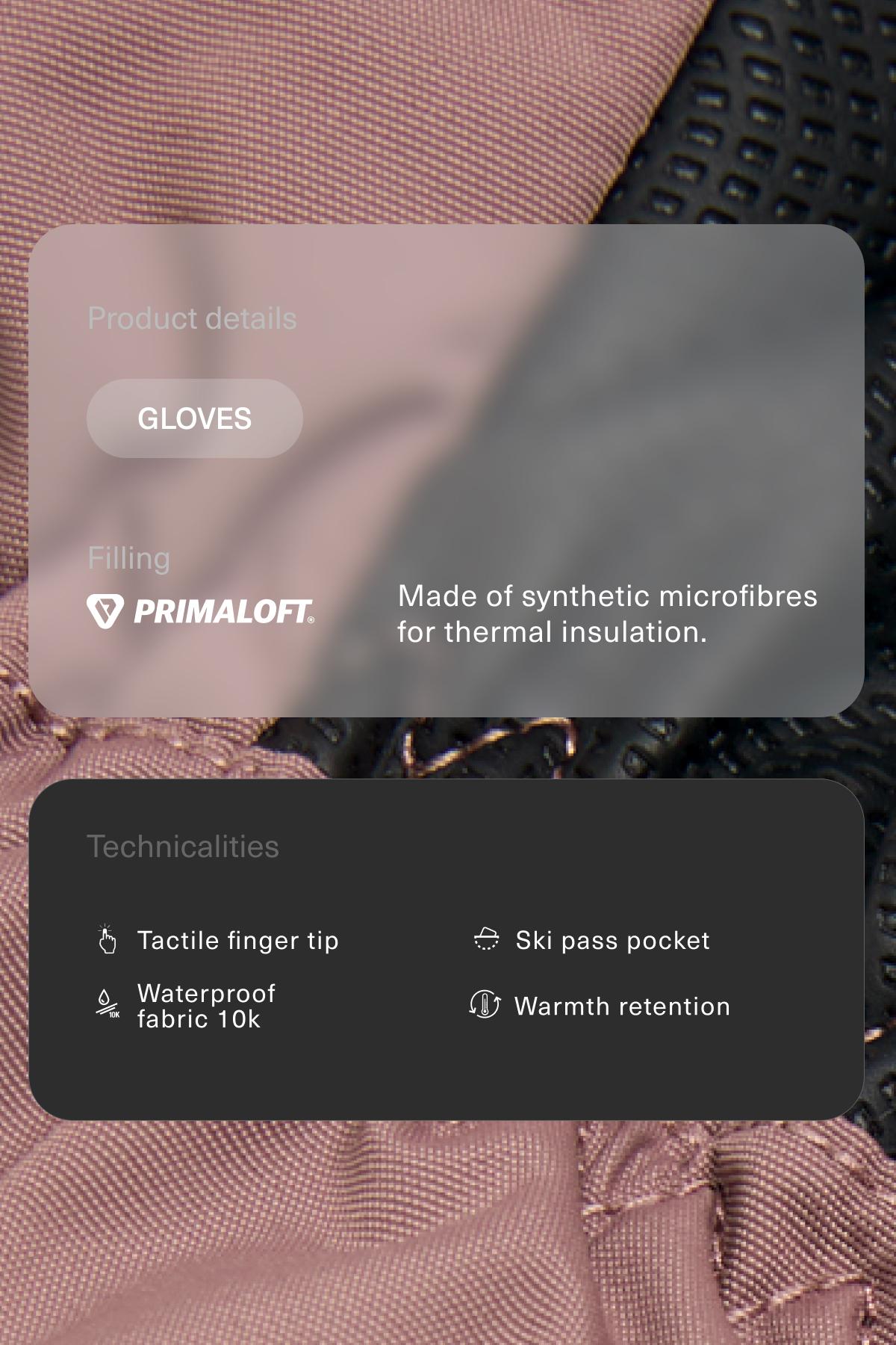 Technical SKI Primaloft® Gloves — MAUVE
