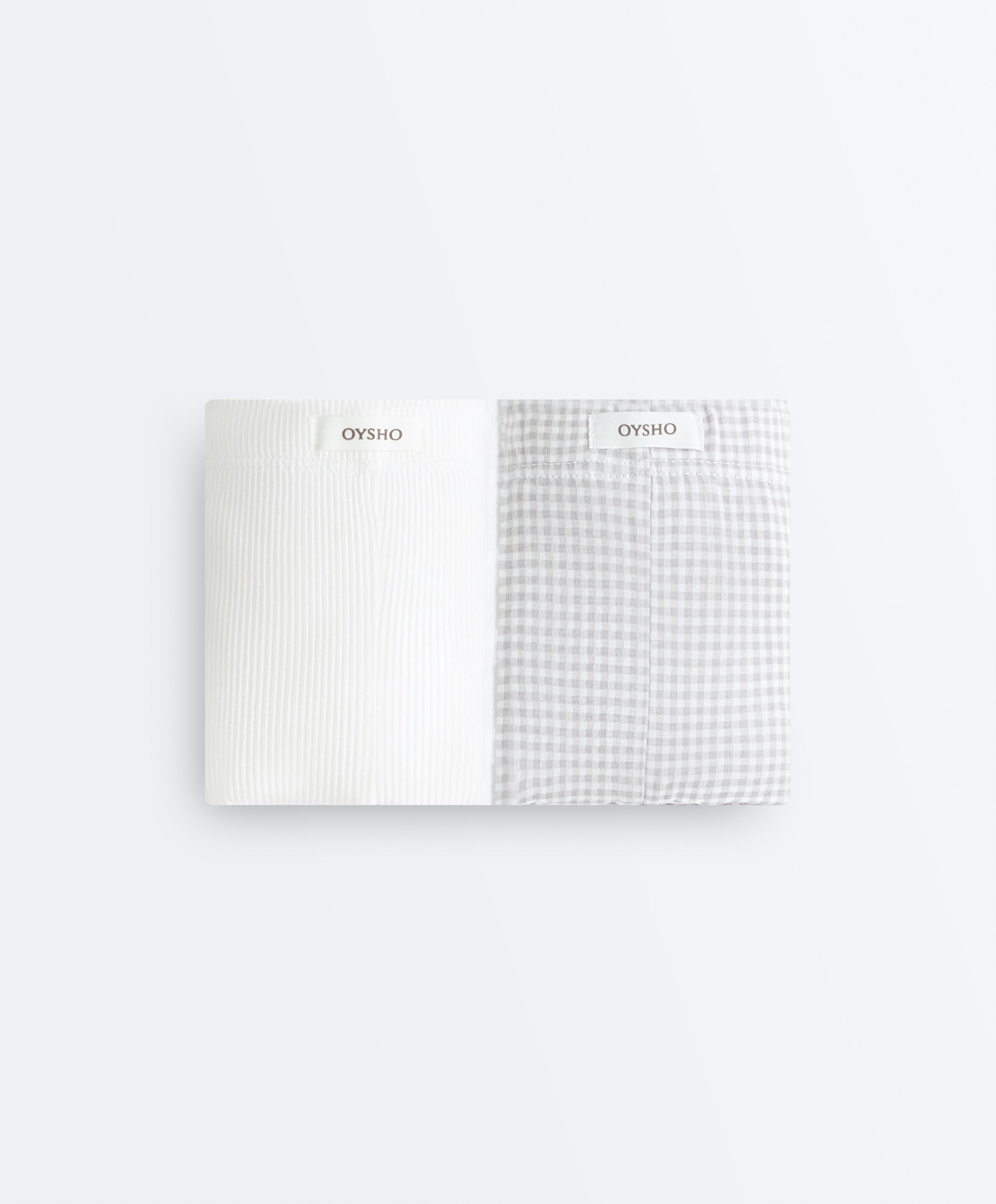 2 cotton blend logo shorties — PALE GREY