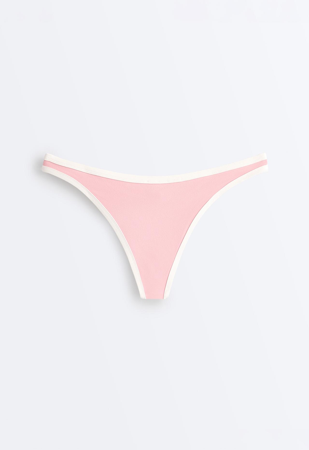 Contrast trim U-cut medium-coverage bikini briefs — PINK