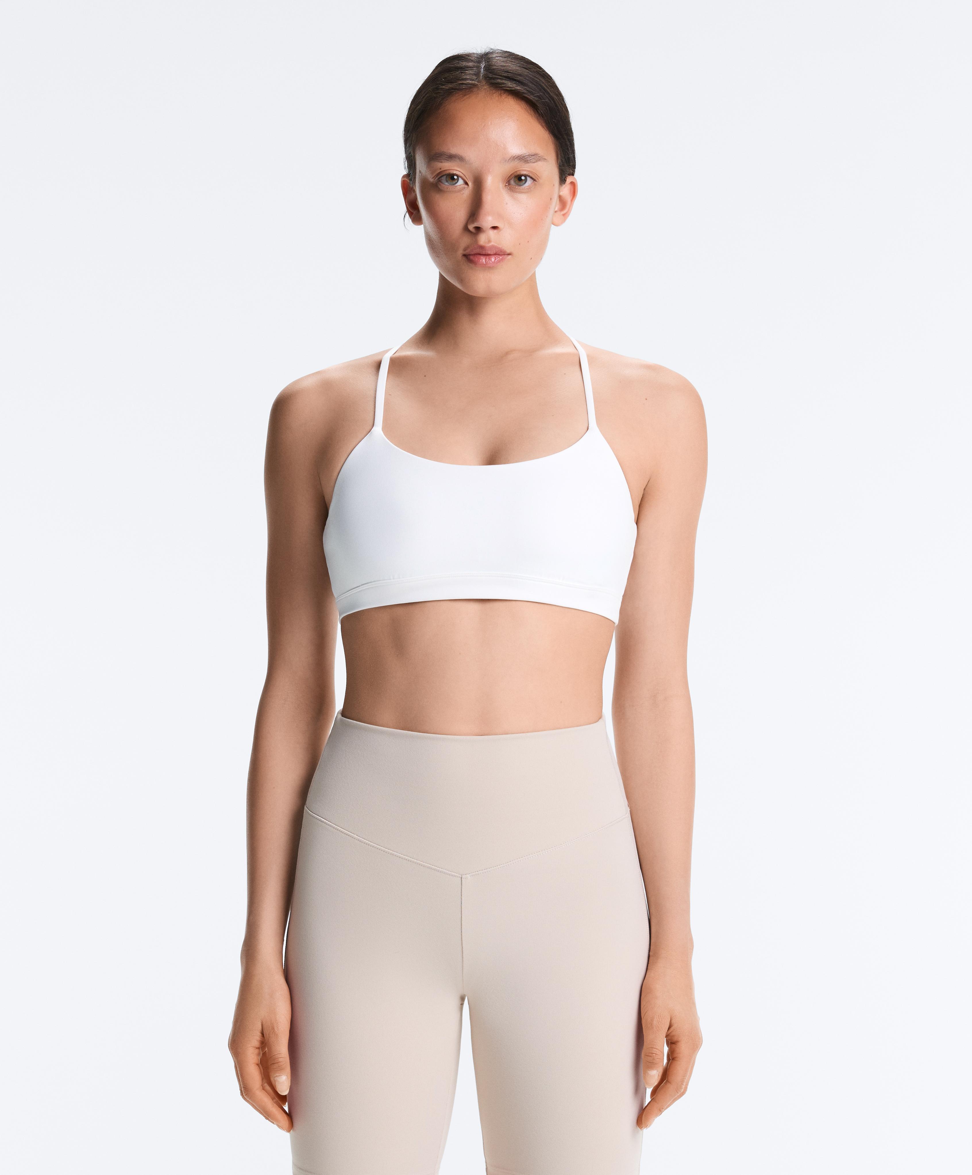 Low-support Comfortlux sports bra with crossover straps — WHITE