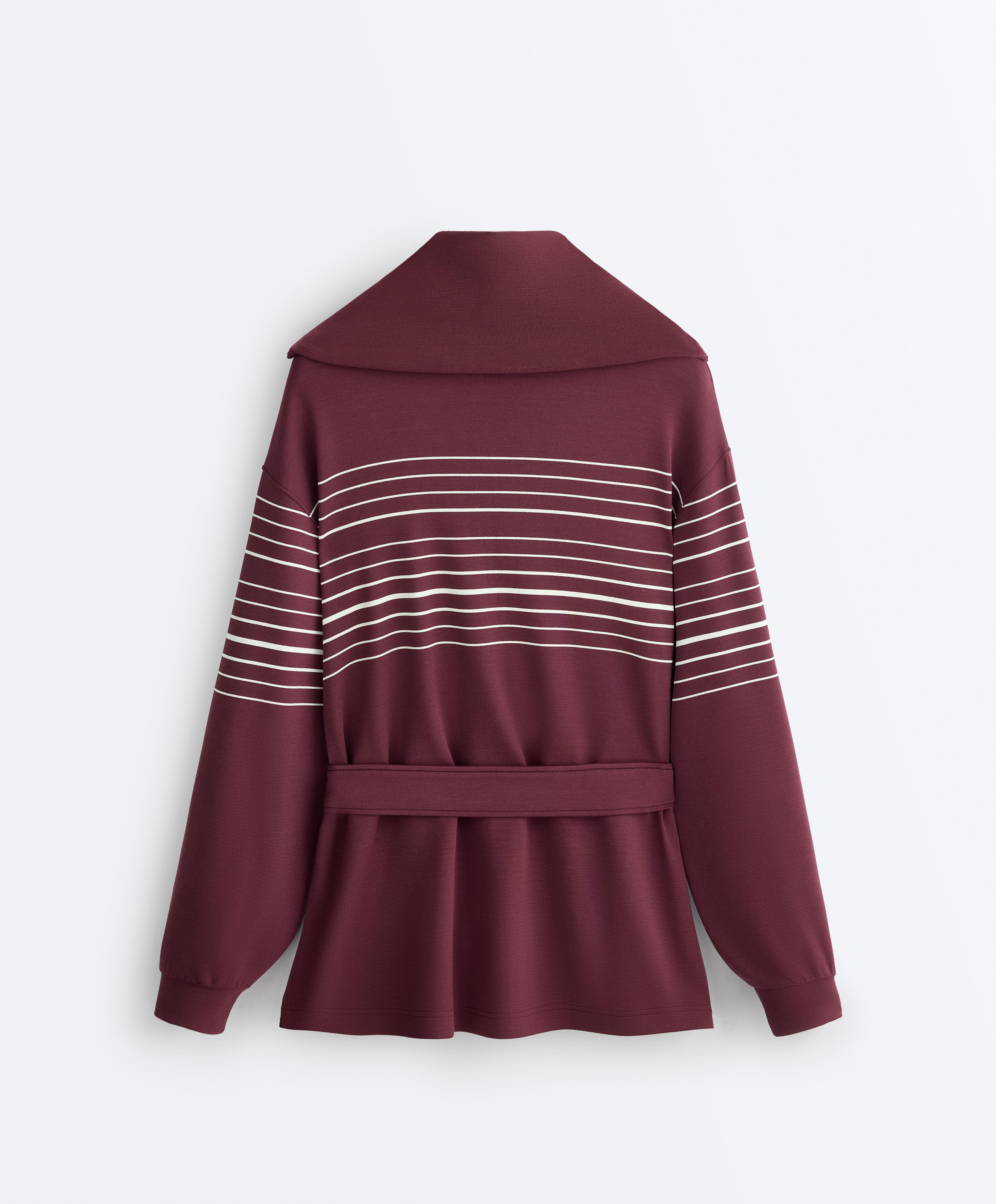 Long sailor stripe jacket with soft-touch modal — CHERRY