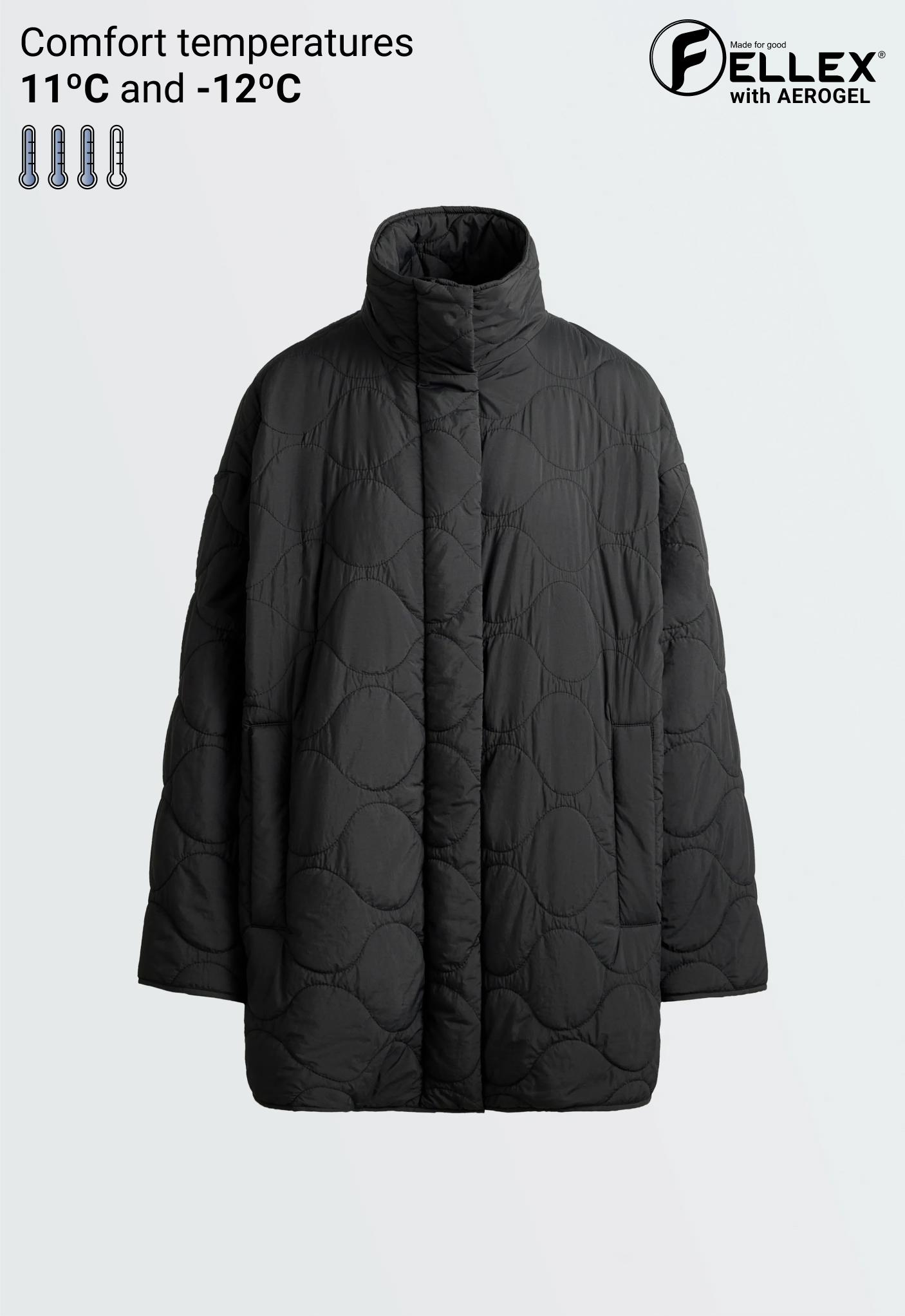 FELLEX® AEROGEL water-repellent padded midi jacket — BLACK