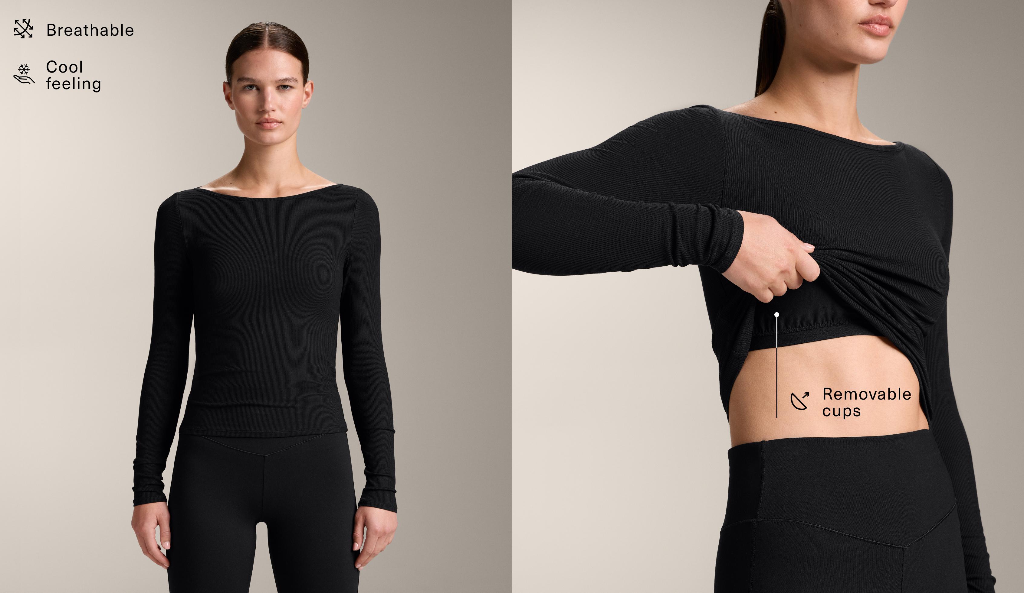 Rib modal blend boat neck T-shirt Rib modal blend boat neck T-shirt