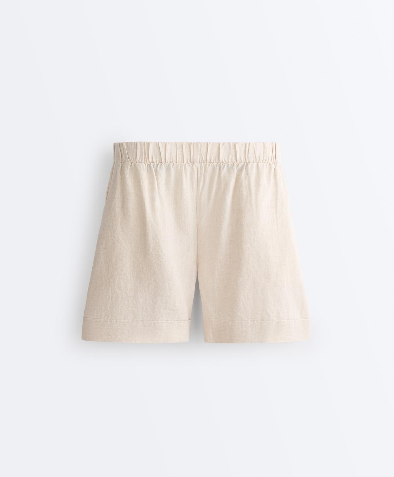 100% linen Bermuda shorts — SAND MELANGE