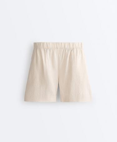 100% linen Bermuda shorts — SAND MELANGE 8