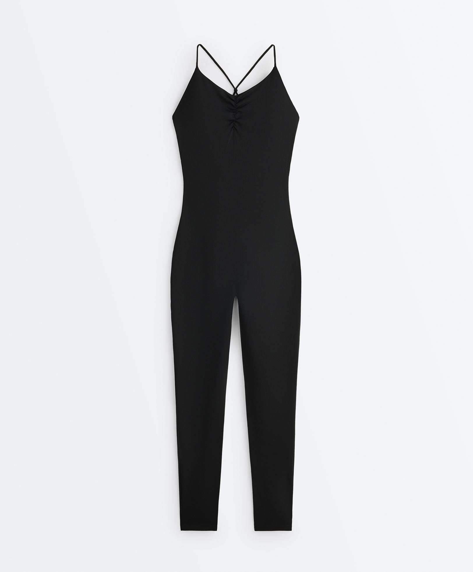 Comfortlux long jumpsuit with knots — BLACK