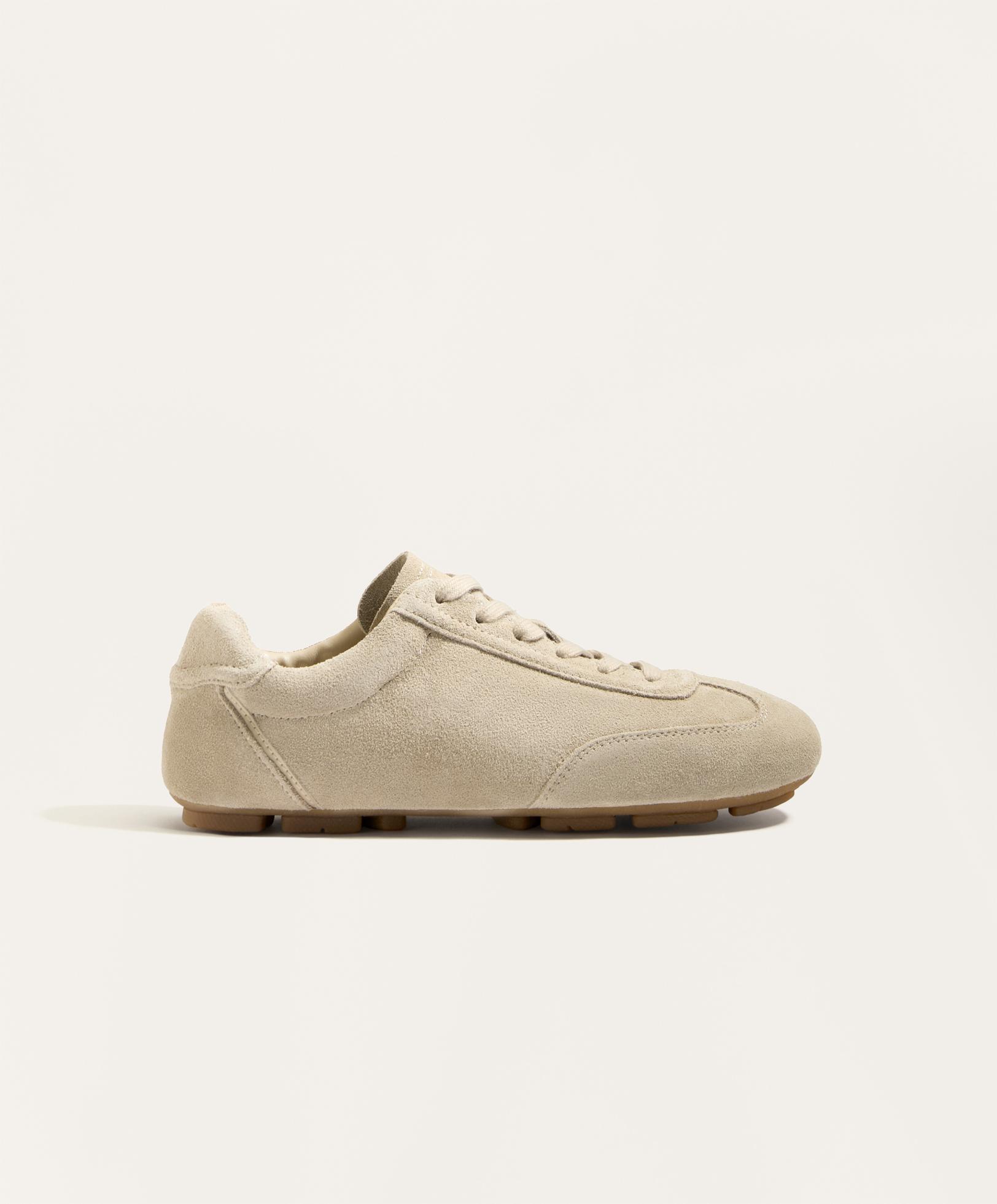 Split leather trainers