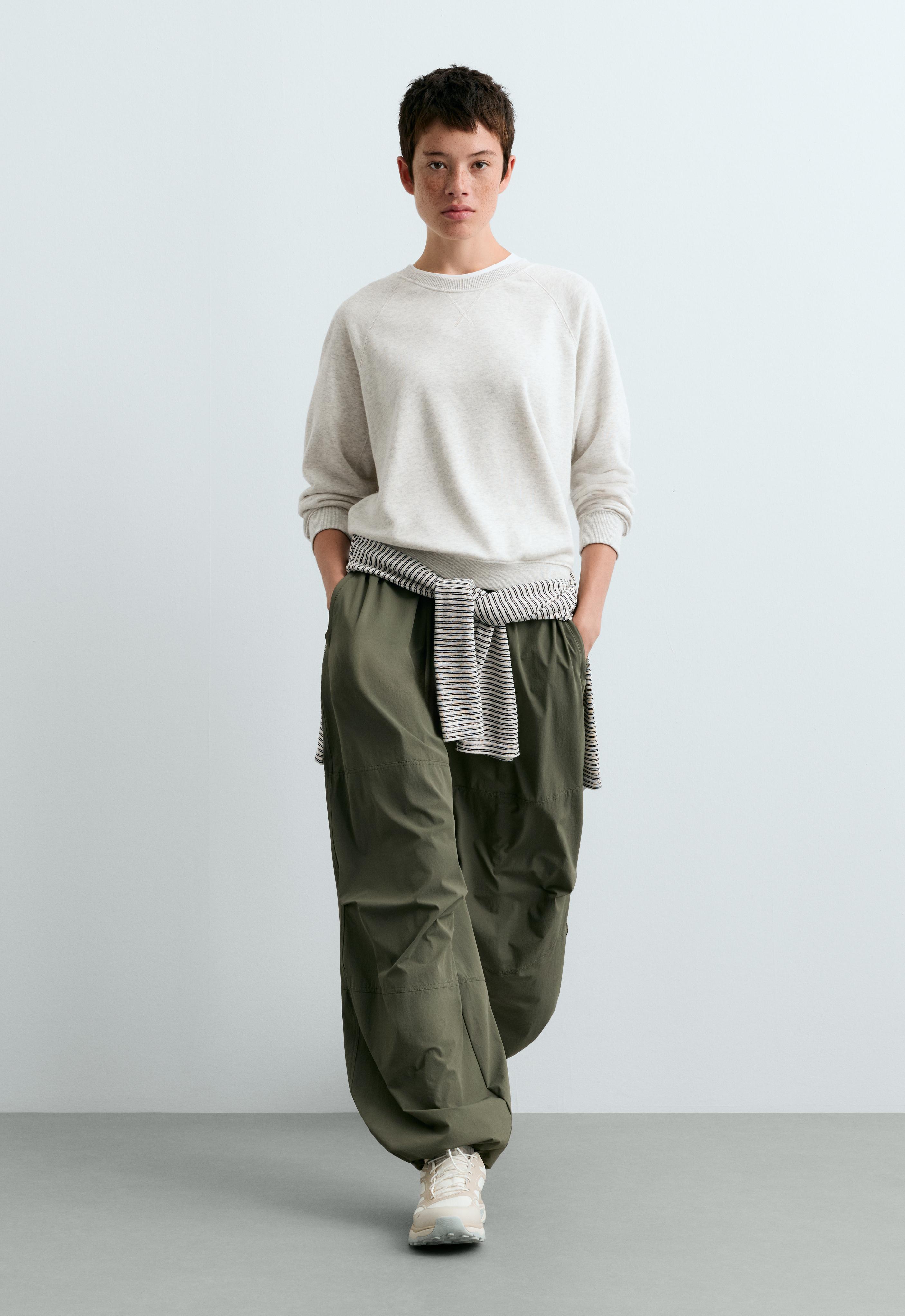 Cotton-blend marl fleece sweatshirt