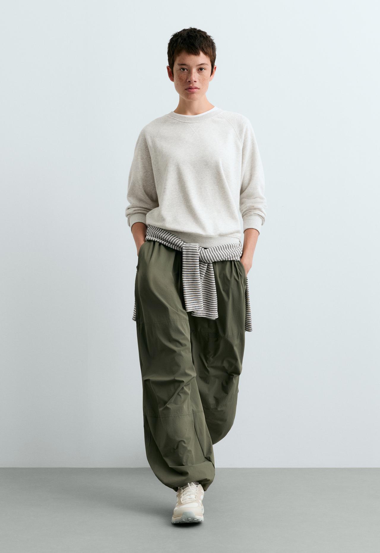 Cotton-blend marl fleece sweatshirt — PALE GREY MELANGE