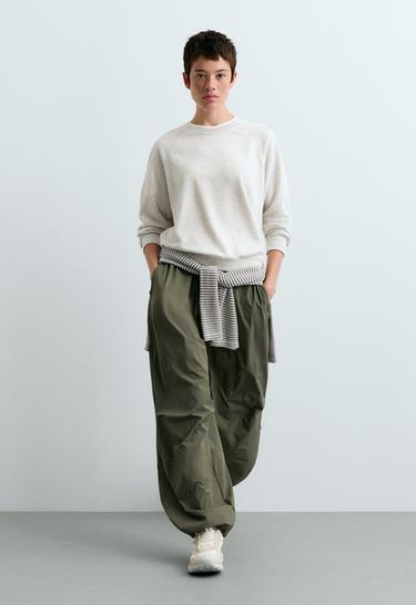 Cotton-blend marl fleece sweatshirt — PALE GREY MELANGE 1